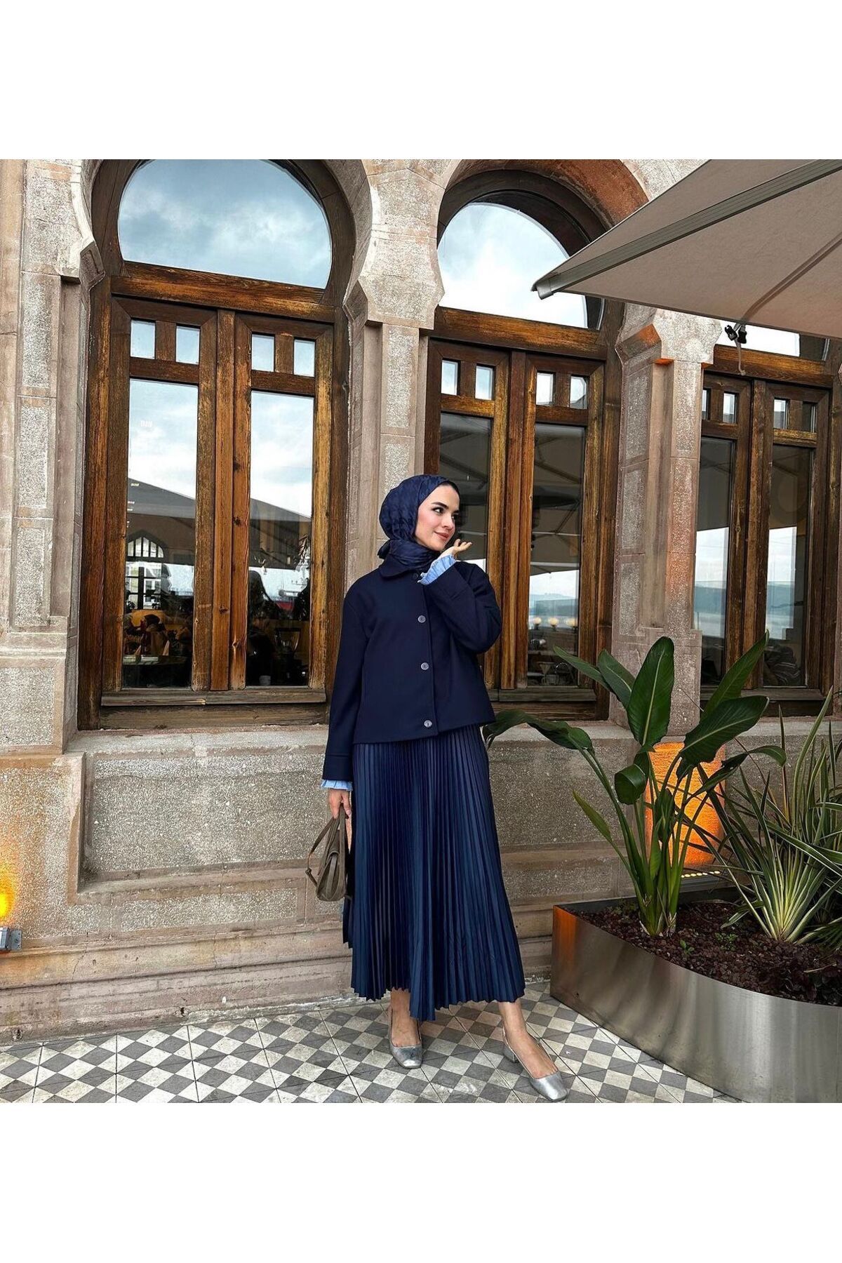 MODA AKGÜN Piliseli deri görünümlü etek