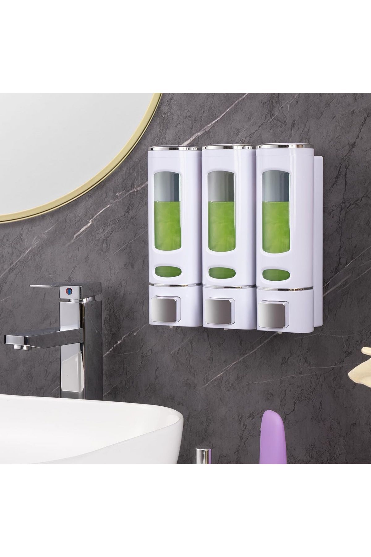Sea Home 3 ADET Sıvı Sabunluk Plastik 400 ml Duş Jeli Deterjan Şampuan Şişesi Oteller, Hastane, Banyo Mutfak
