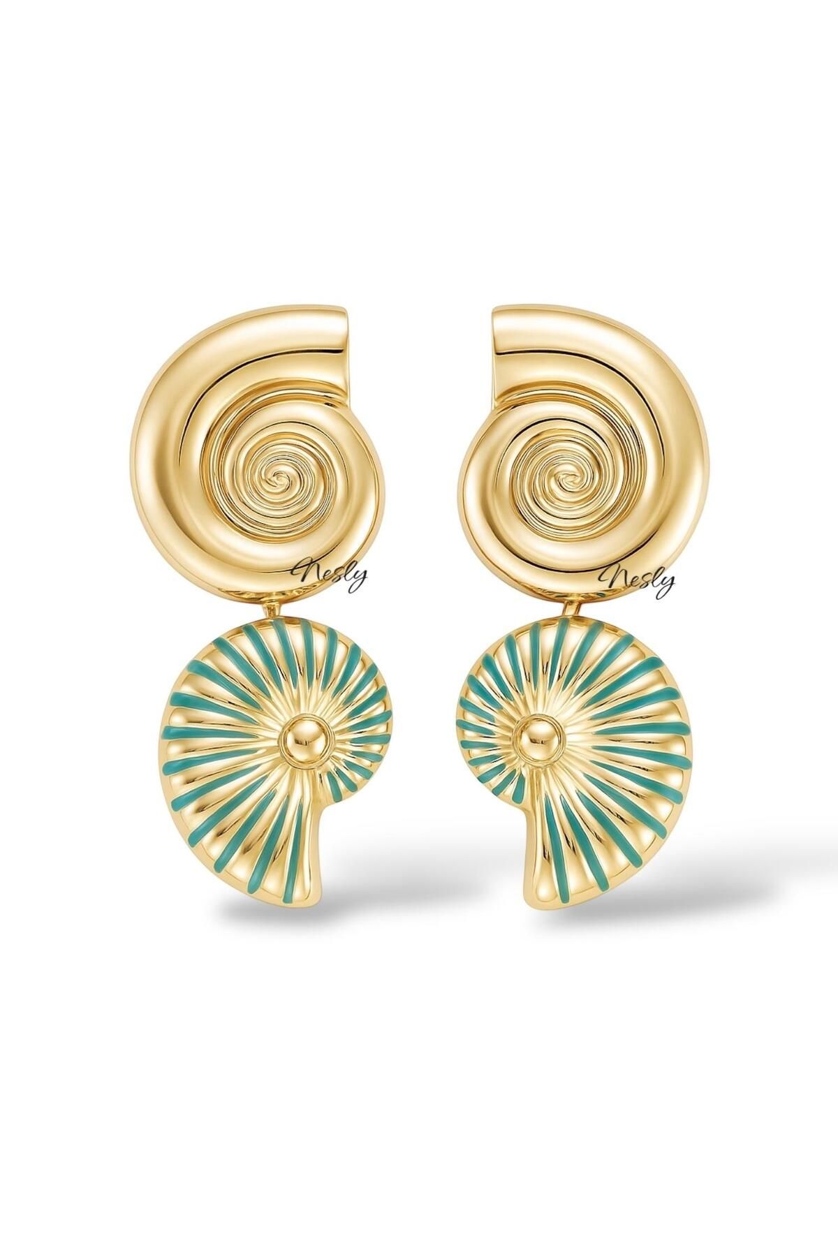 neslyaccessories İkili Spiral Kabuk Küpe