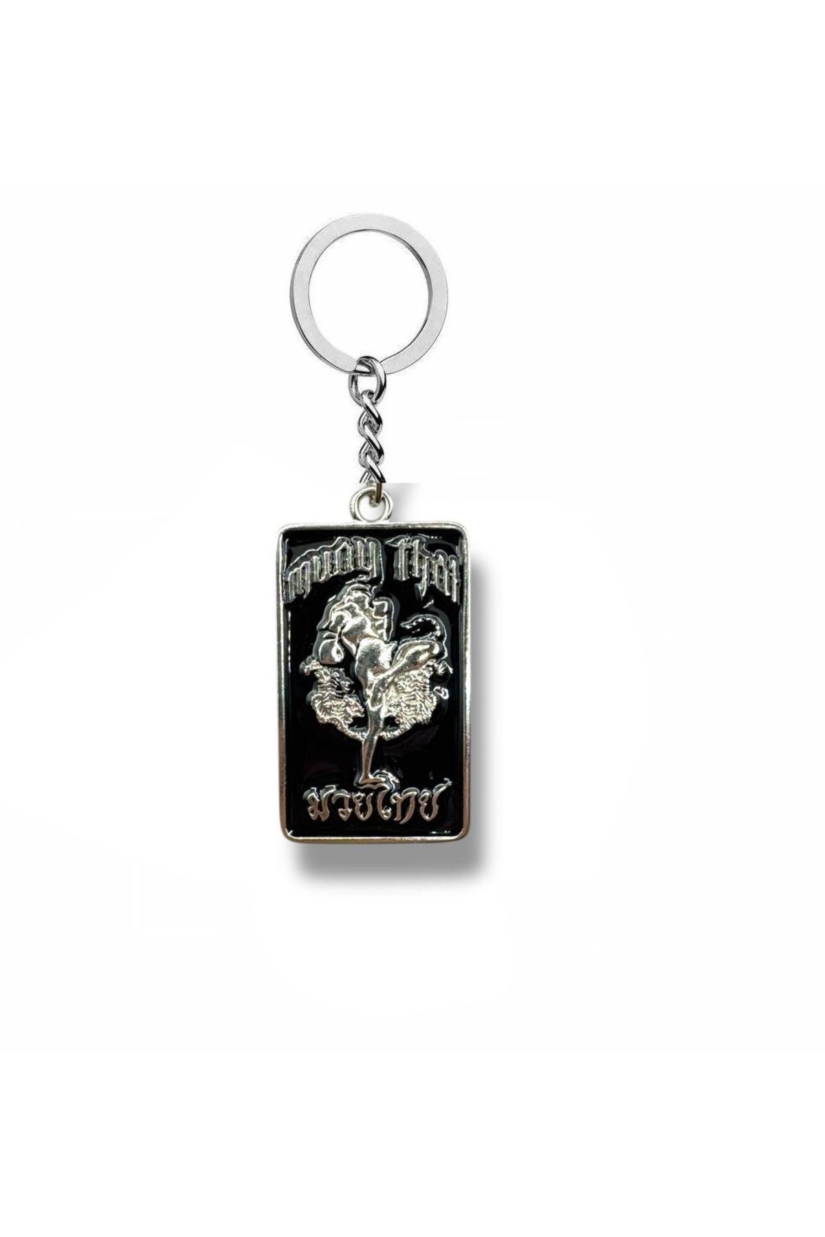 Herşey Nota Ringin İzinde – Muay Thai Figürlü Unisex Metal Künye Anahtarlık