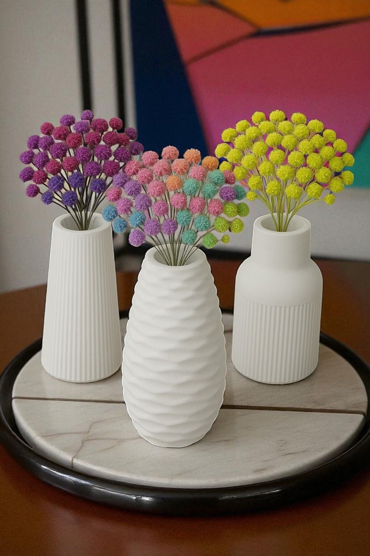ERSE HOME Modern 3' lü Dekoratif Vazo Seti