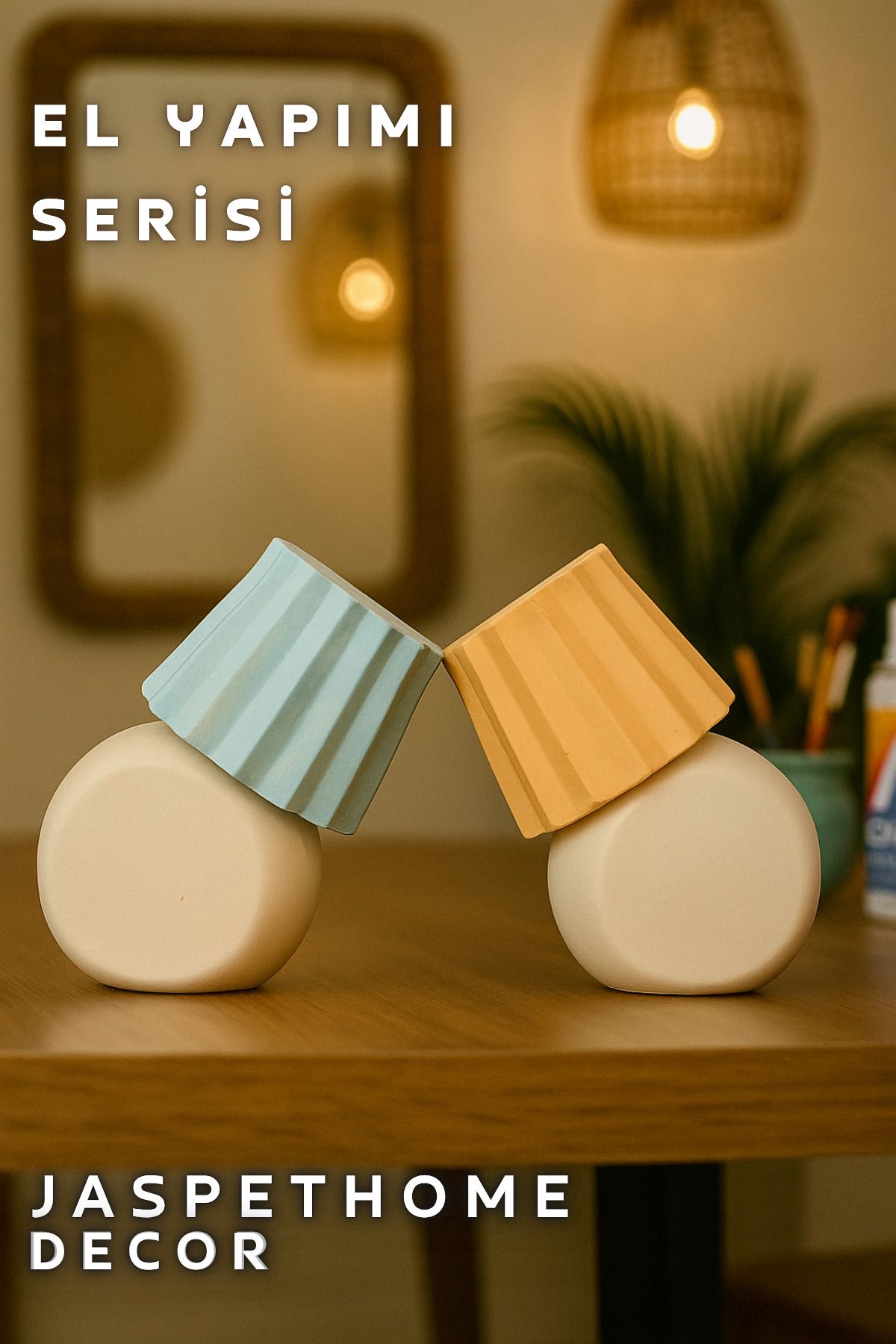 APJ STORE SINCE 2020 Dekoratif Minimalist Vazo Mumluk Hediyelik 7 x 11 cm Bohem İskandinav Tarz