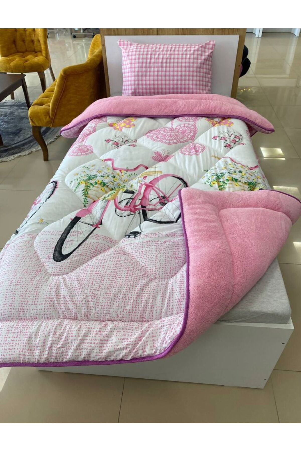 VİLERA HOME YENİ NESİL DESENLİ TEK KİŞİLİK YASTIK KILIFLI YORGAN