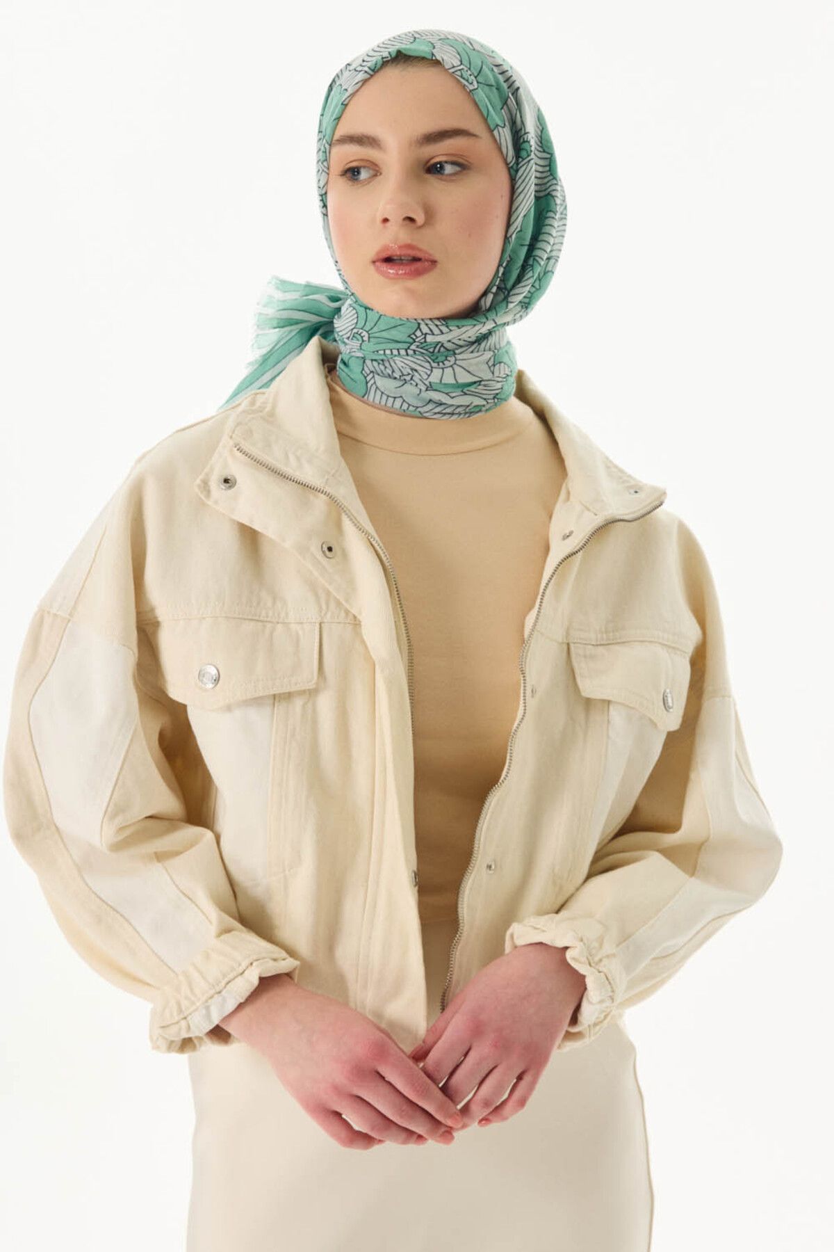 FENZA SCARF Çizgi Desen Pamuklu Şal - Mint