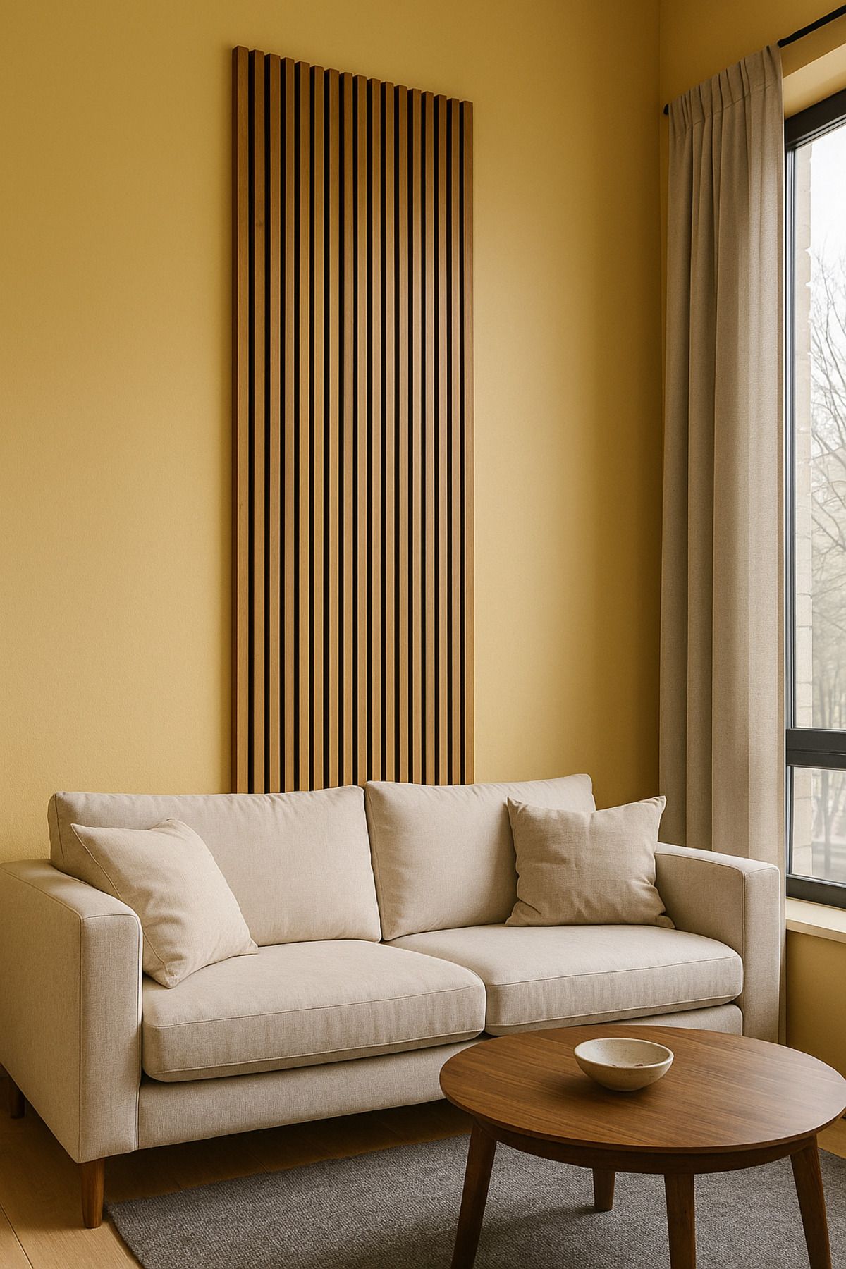 ATS YAPI Safir MDF Tabanlı Çıtalı Duvar Paneli 96x280 cm – Dekoratif Akustik Panel | 12 mm Kalınlık