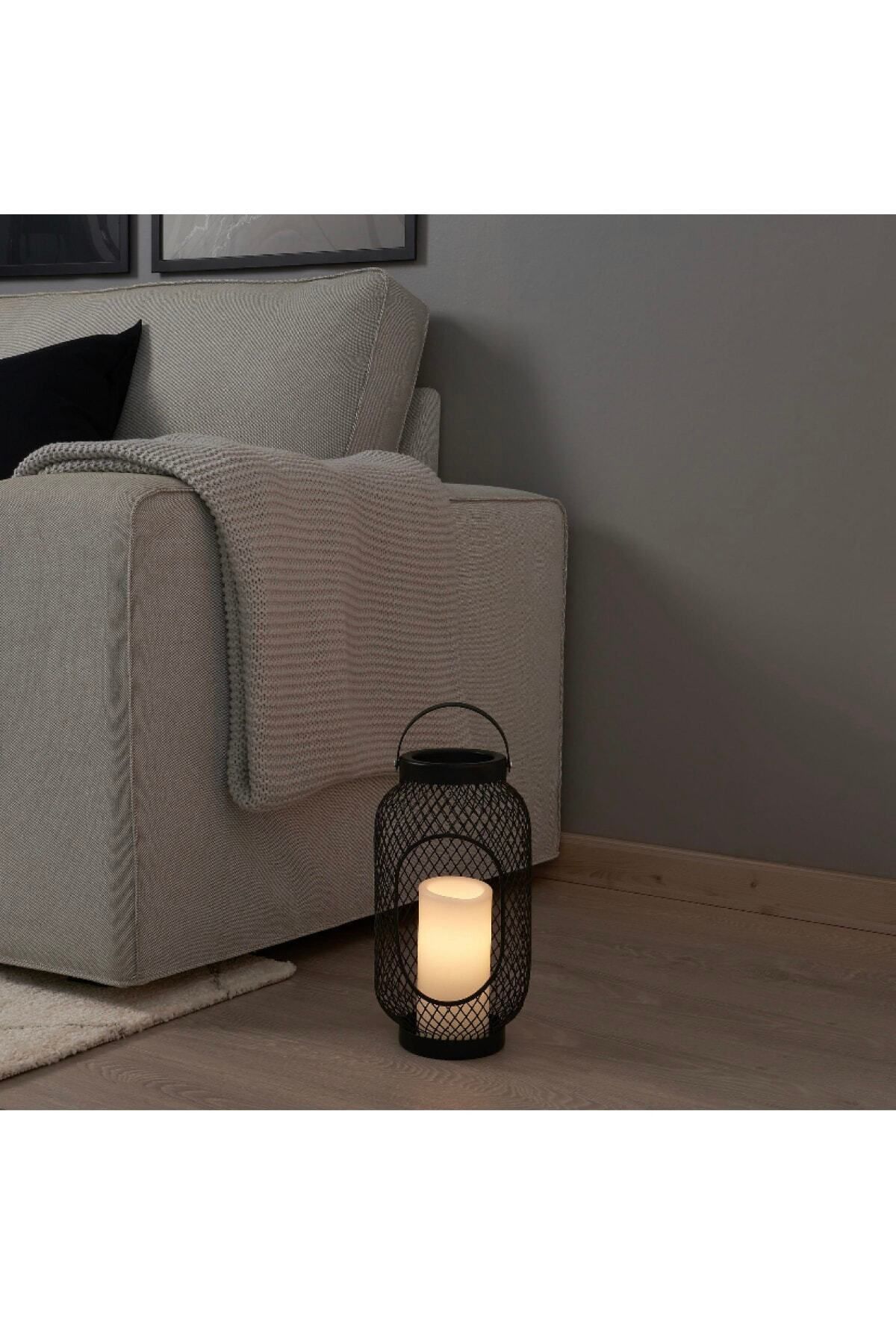 Elioure Beyaz 14 cm LED’li Blok Mum, dekoratif ve şık aydınlatma ürünü
