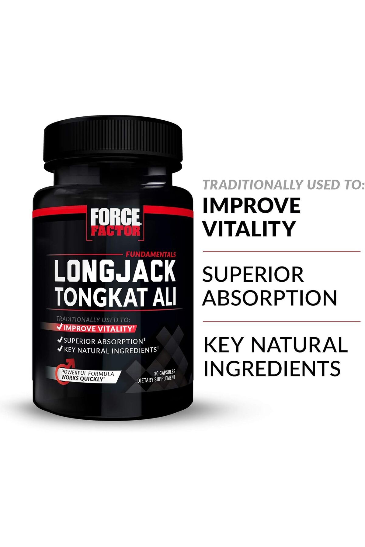 force factor Longjack Tongkat Ali 500mg for Men 30 Caps