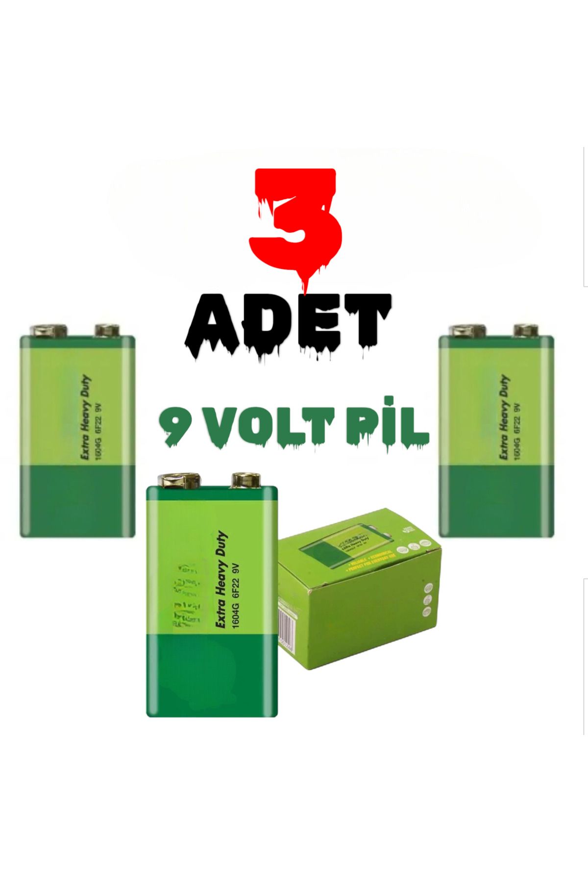 nelerbulurum 3 ADET 9 Volt Pil - 9V Oyuncak Araba Radyo Telsiz Duman dedektörü Drone El feneri Kumanda Pili