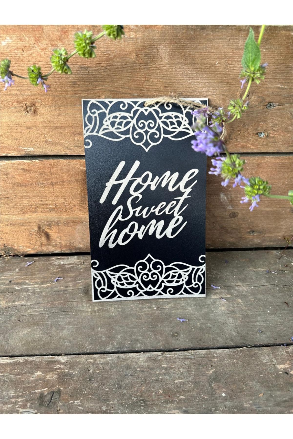 MeyArt Ajans Retro-Rustik-Dekoratif HOME-HOME SWEET HOME Konsepti Ahşap Duvar Dekor Süsü DİKDÖRTGEN Kesimli