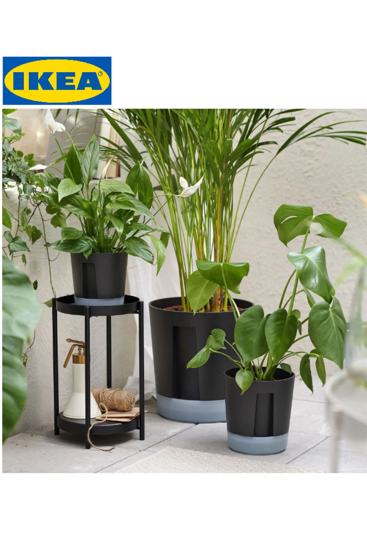 IKEA VARDTRAD Sulama Düzenekli Saksı Antrasit Renk 11 cm