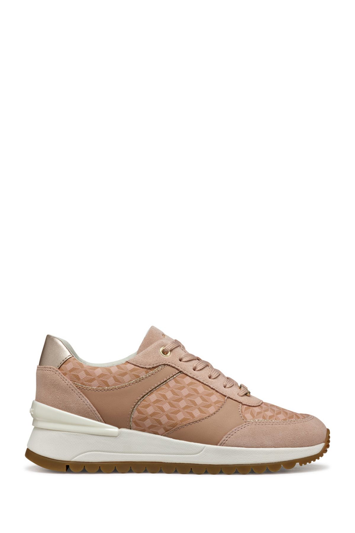 Geox Kadın Bej Bağcıklı Kalın Tabanlı Desenli Deri Sneaker D5500A00422C8156