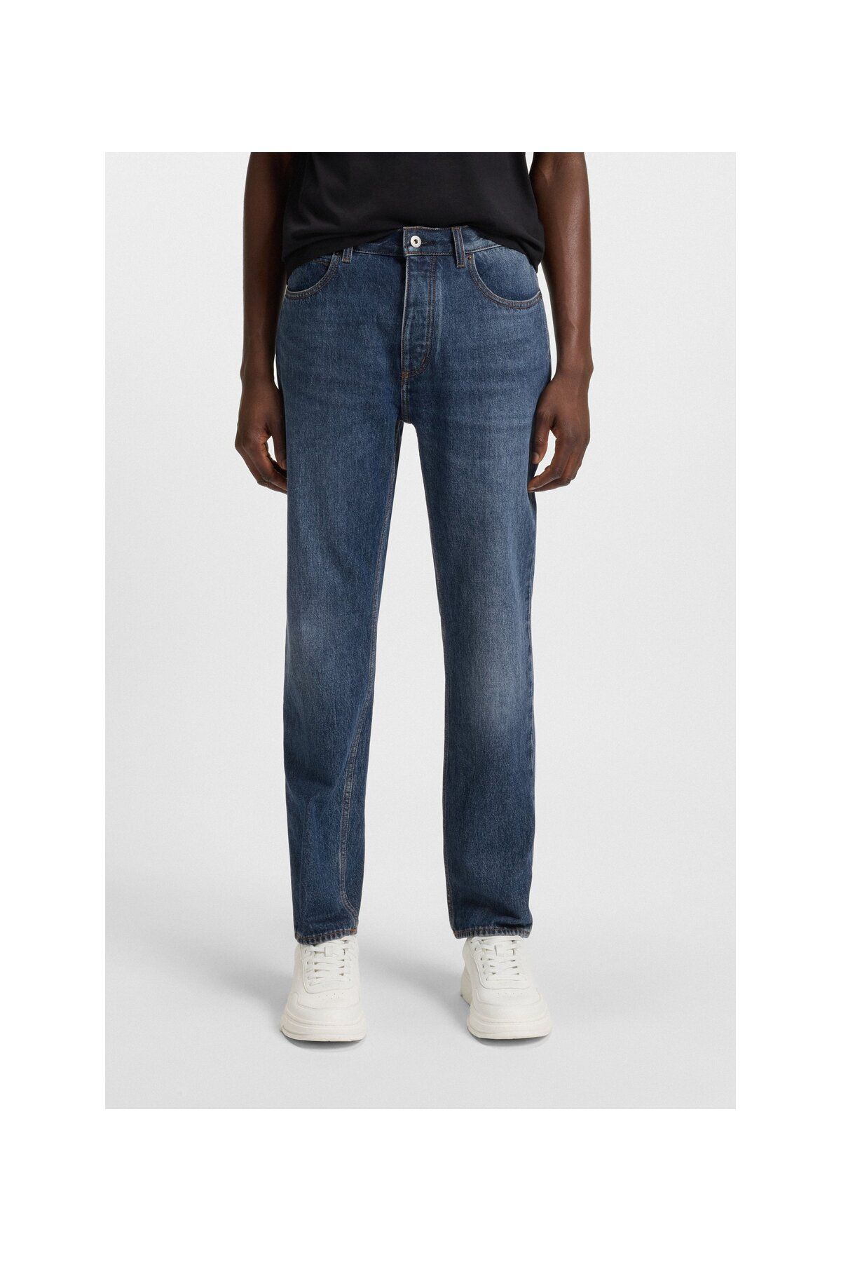 HUGO Mavi sert denimden üretilmiş normal kesim kot pantolon