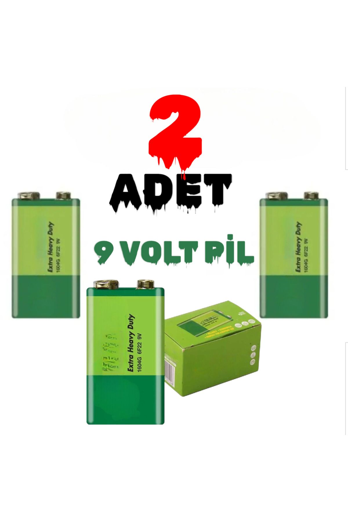 nelerbulurum 2 ADET 9 Volt Pil - 9V Oyuncak Araba Radyo Telsiz Duman dedektörü Drone El feneri Kumanda Pili
