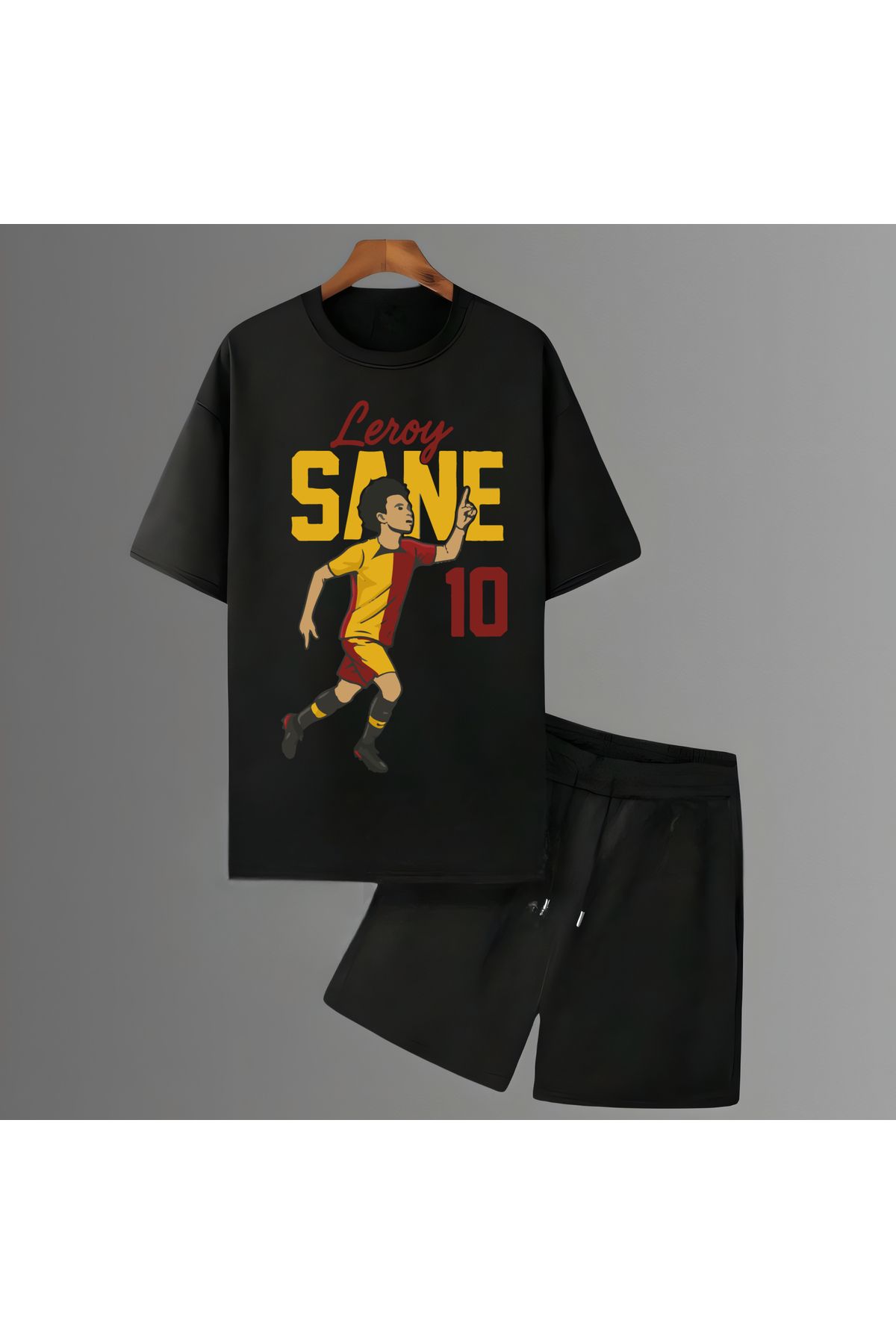 Biy Store Galatasaray lorey Sane karikatür forma futbol baskılı unisex erkek tişört kadın tshirt şort takımı