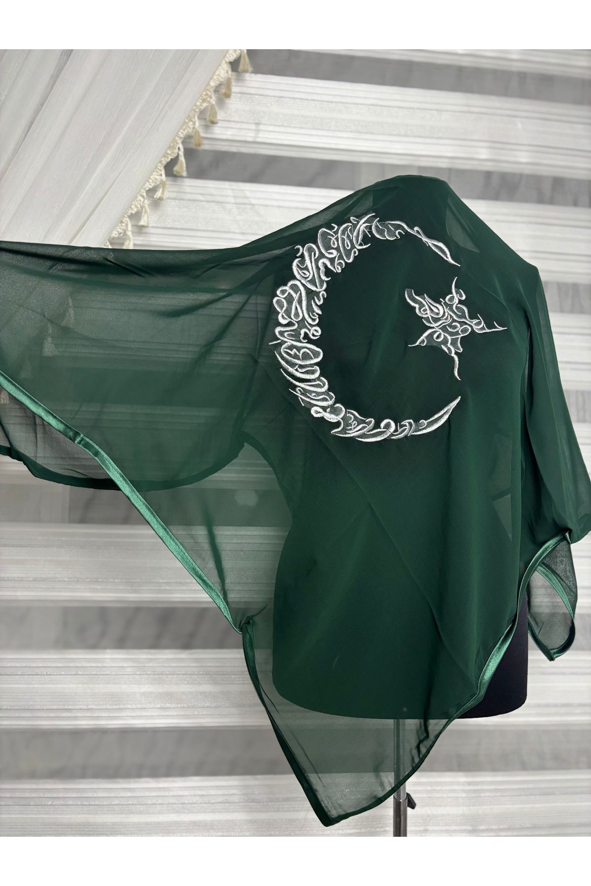 Muensu Ayyıldız Lüks Yeşil Asker, Damat Duvak Seti, Kına Örtüsü, Damat Örtüsü, Asker Uğurlama, Duvak, Eldiv