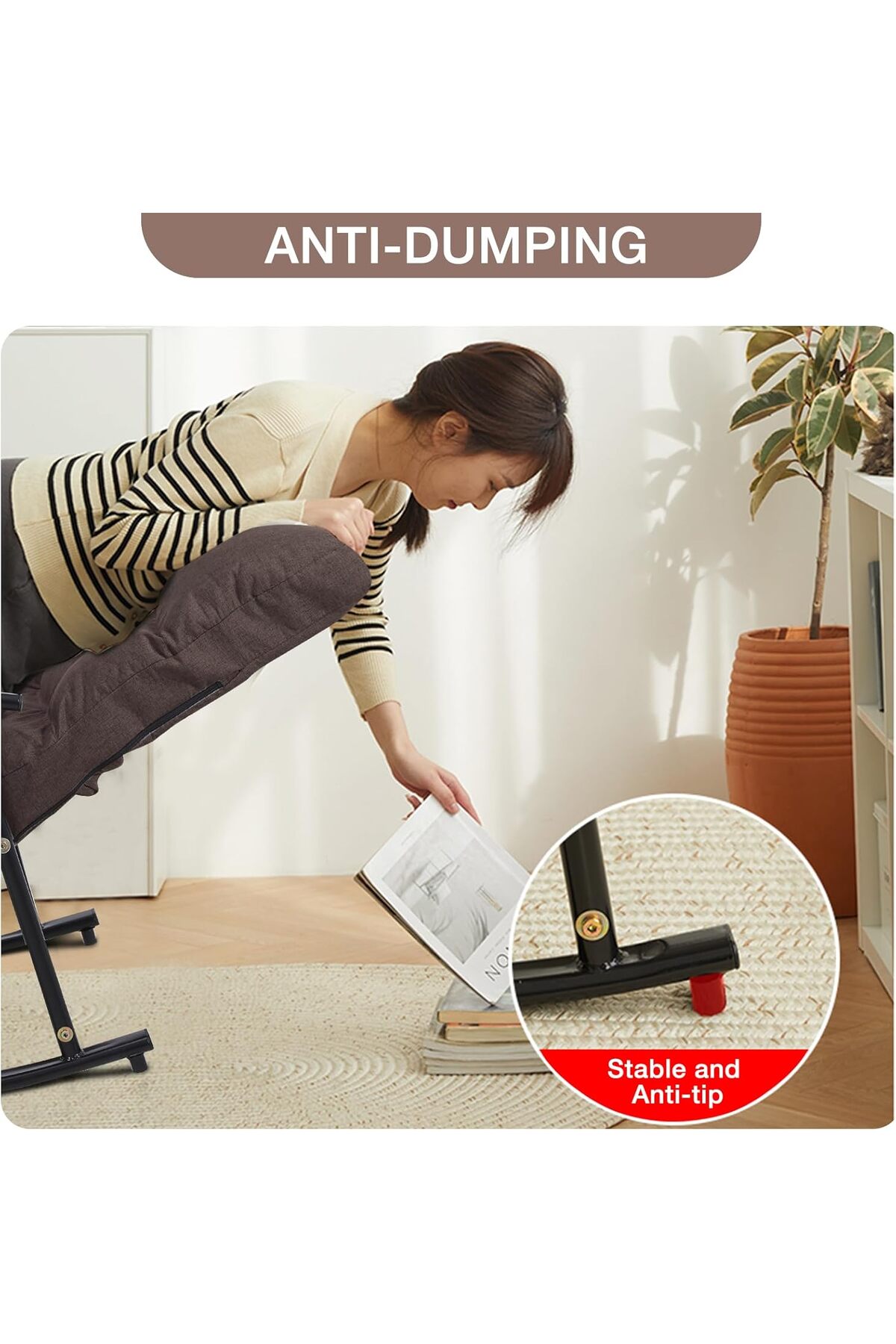 كرسي هزاز من القماش المريح مع حشوة مريحة لتوفير أقصى قدر من الراحة - بني فاتح