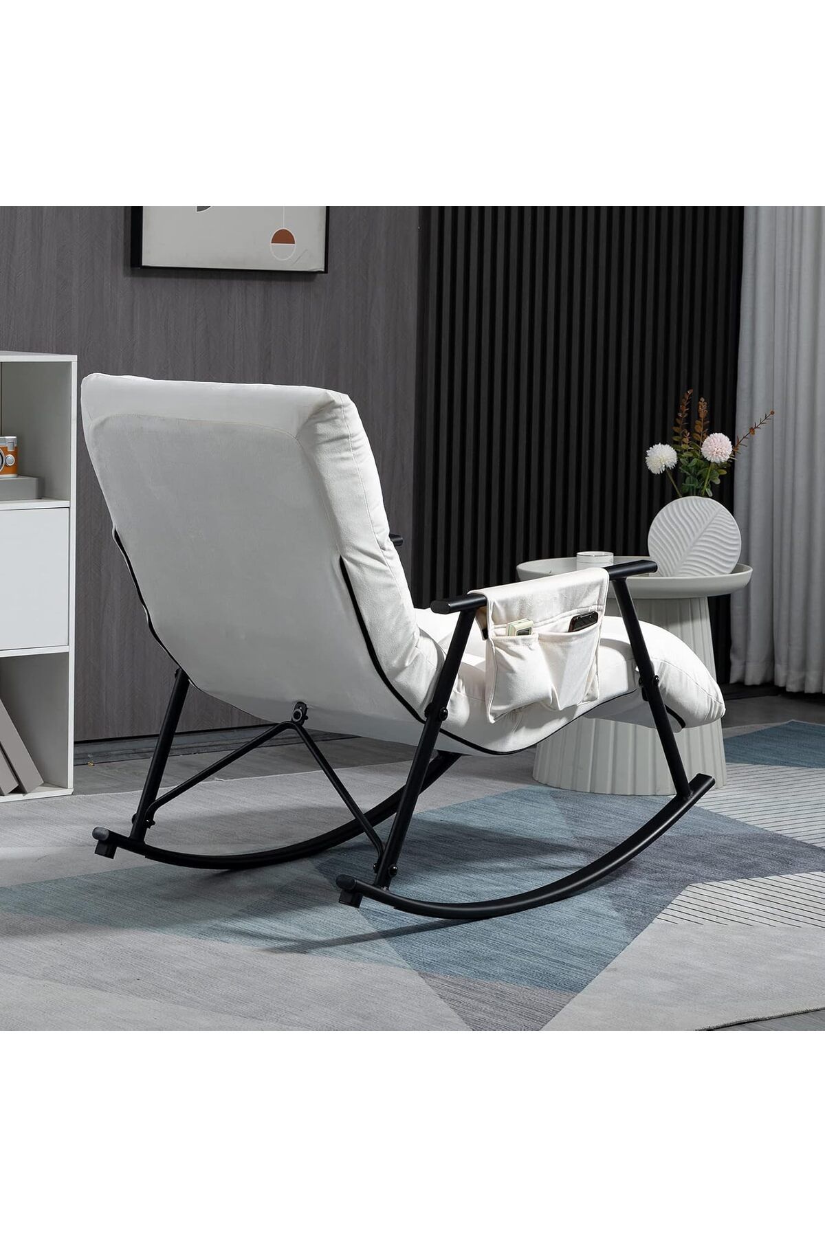Generic-Relaxing fabric rocking chair with comfortable padding for maximum comfort - Dark Brown 5