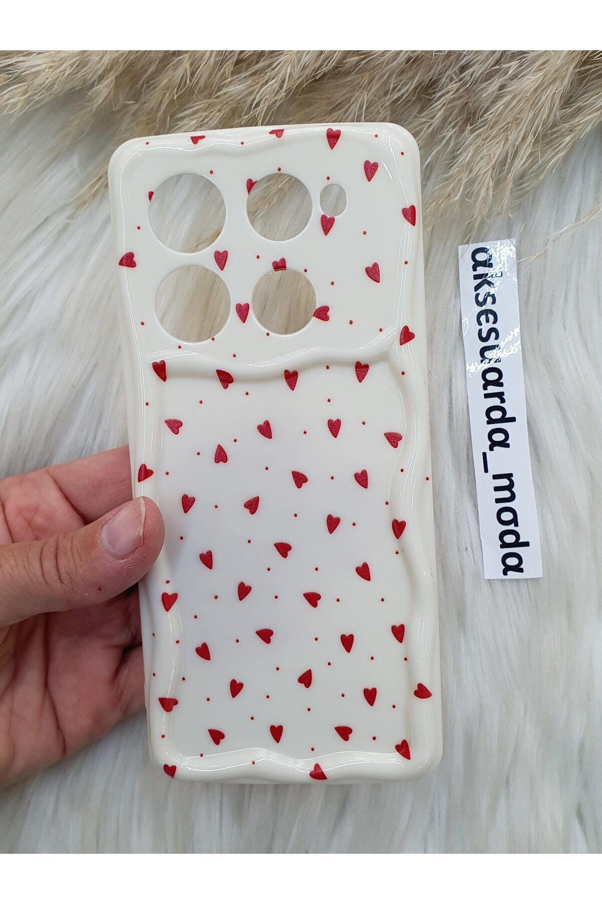 ZB Aksesuarda Moda İNFİNİX NOTE 40 PRO UYUMLU KIRMIZI KALPLER BASKILI DESENLİ KILIF