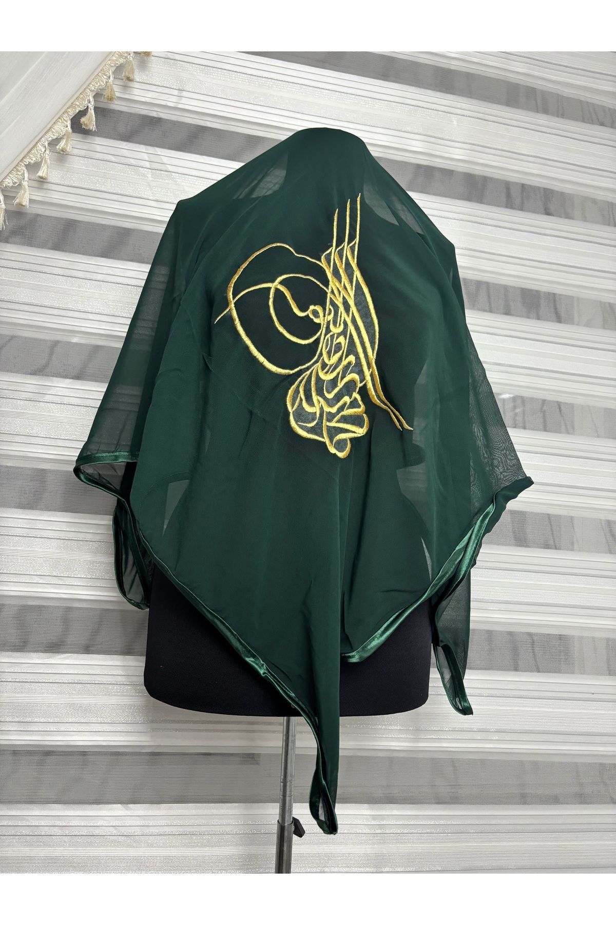 Muensu Tuğralı Lüks Yeşil Asker, Damat Duvak Seti, Kına Örtüsü, Damat Örtüsü, Asker Uğurlama, Duvak, Eldiv