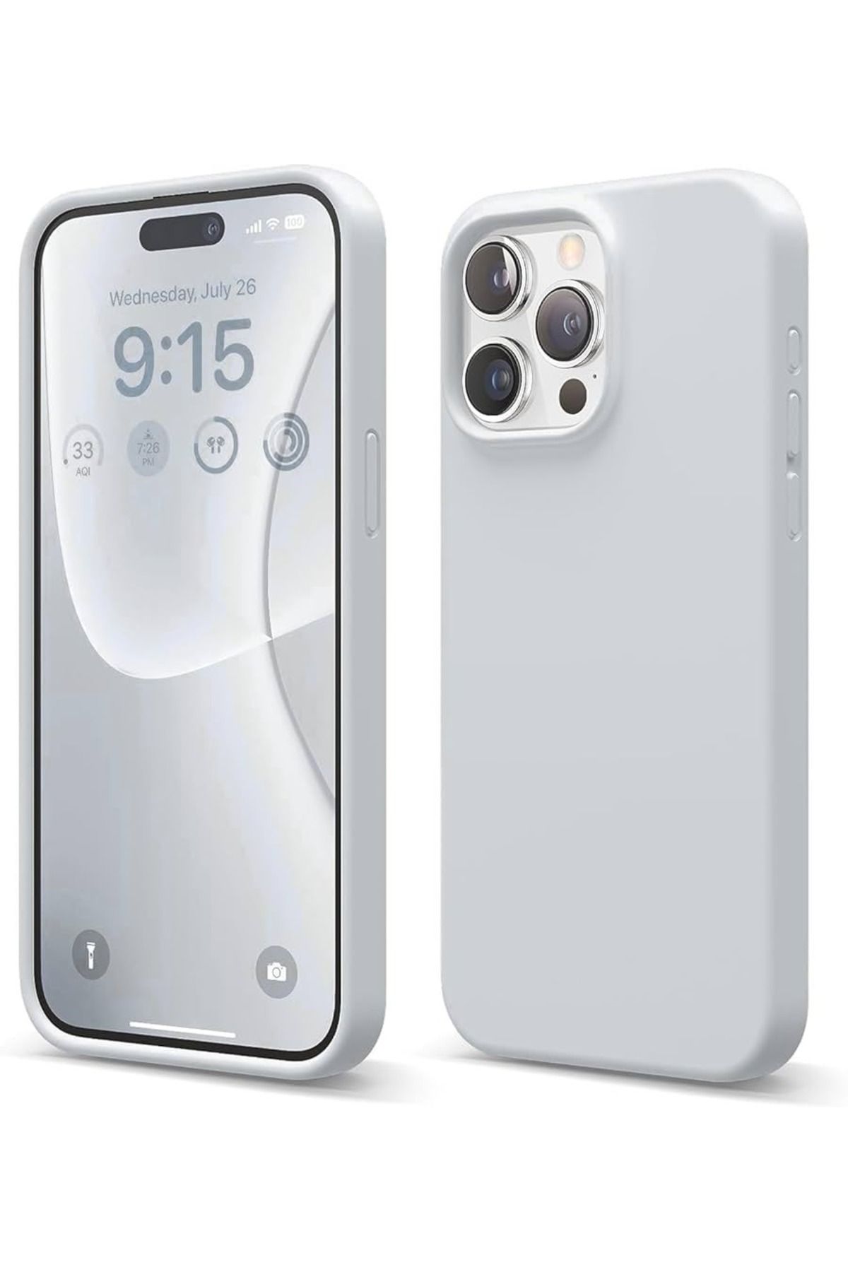 LUXKLAS İphone 14 pro max GRİ lacivert renk içi kadife dışı silikon kılıf [ÜRÜN LOGODUR]