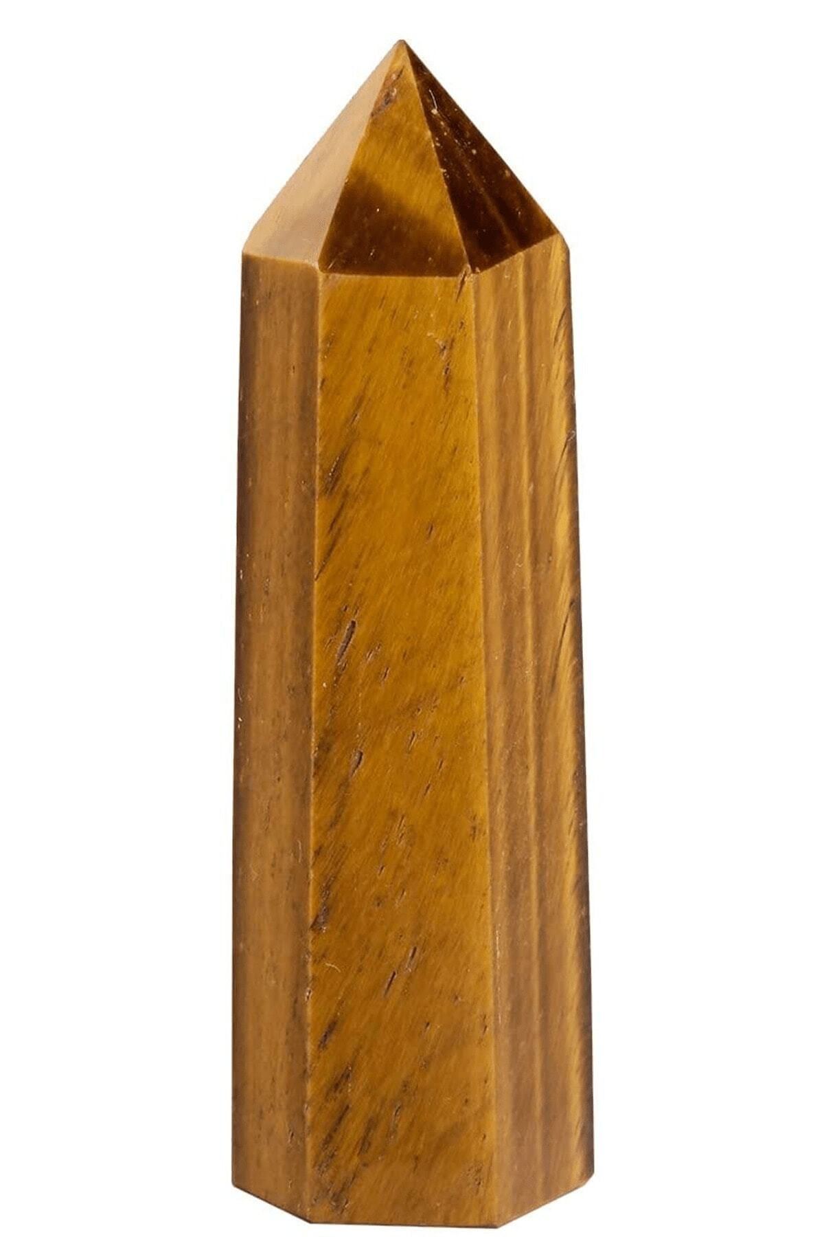 Elioure Doğal Kaplan Gözü Taşı Piramit Obelisk Parça, Sarı Kahverengi Renk, 1. kalite, sertifikalı