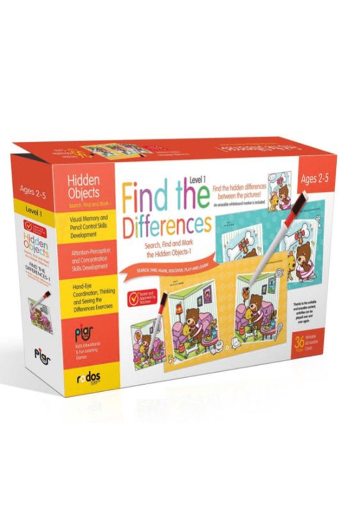 Piar Kids Find the Differences-1 (Level 1) - Search, Find and Mark the Hidden Objects-1 - Ages 2-5