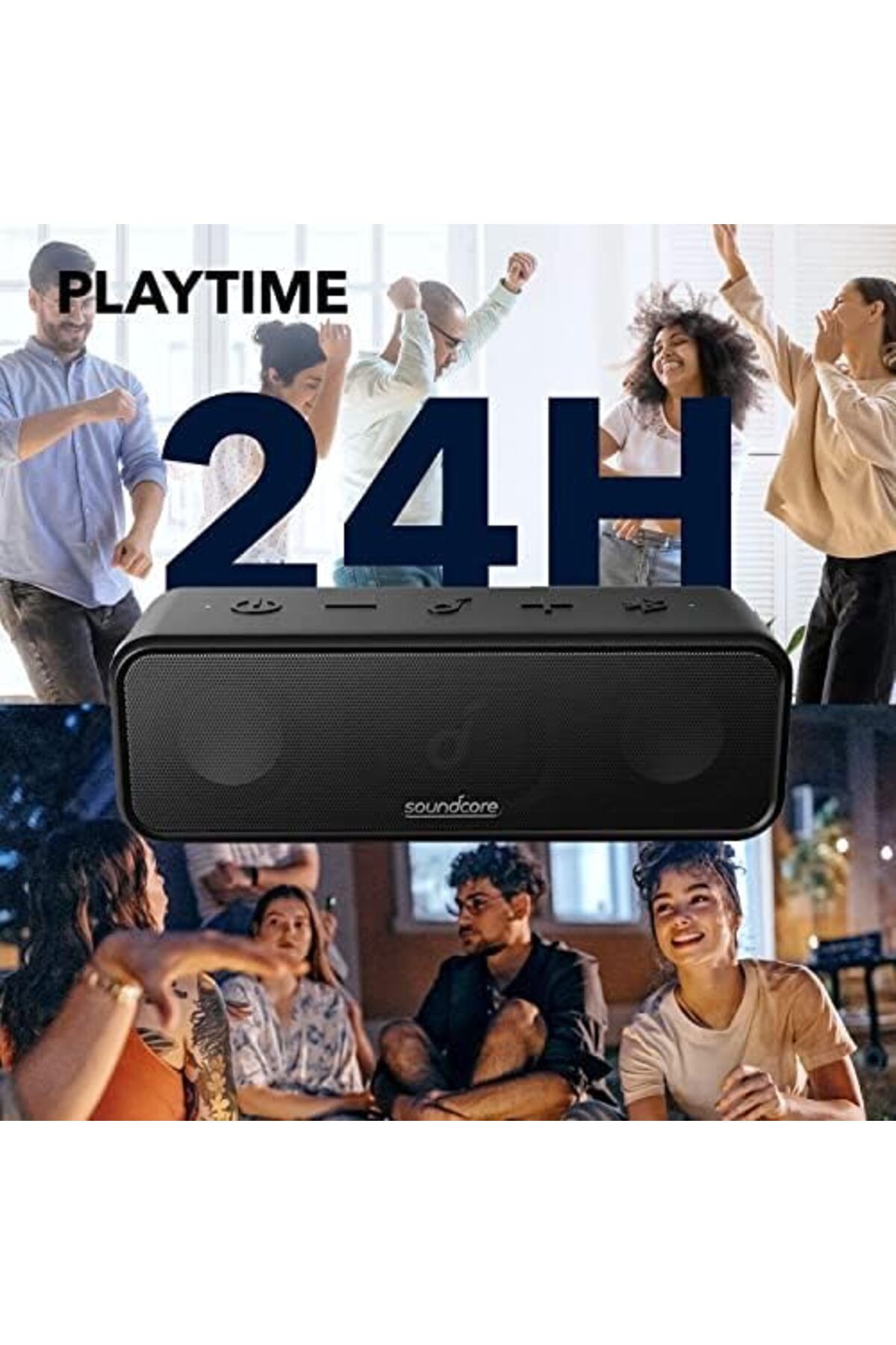 Anker Soundcore-مكبر صوت ساوندكور 3 بتقنية البلوتوث من أنكر مع مشغلات ستيريو، وغشاء تيتانيوم، وتقنية باس أب، 24 5