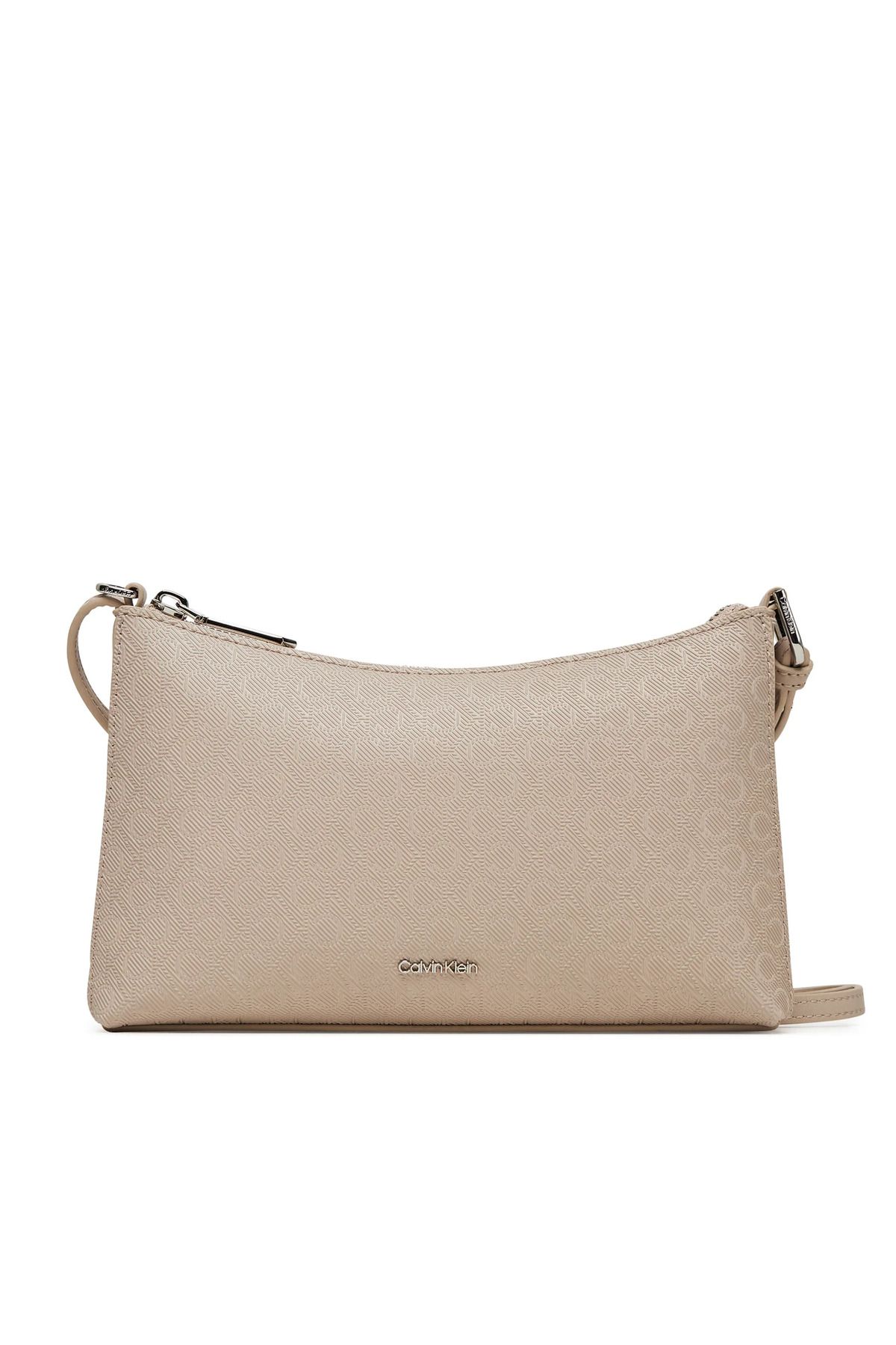 Calvin Klein Kadın Çıkarılabilir Askılı Desenli Fermuar Kapamalı Bej Çanta LV04F3099G-RMU