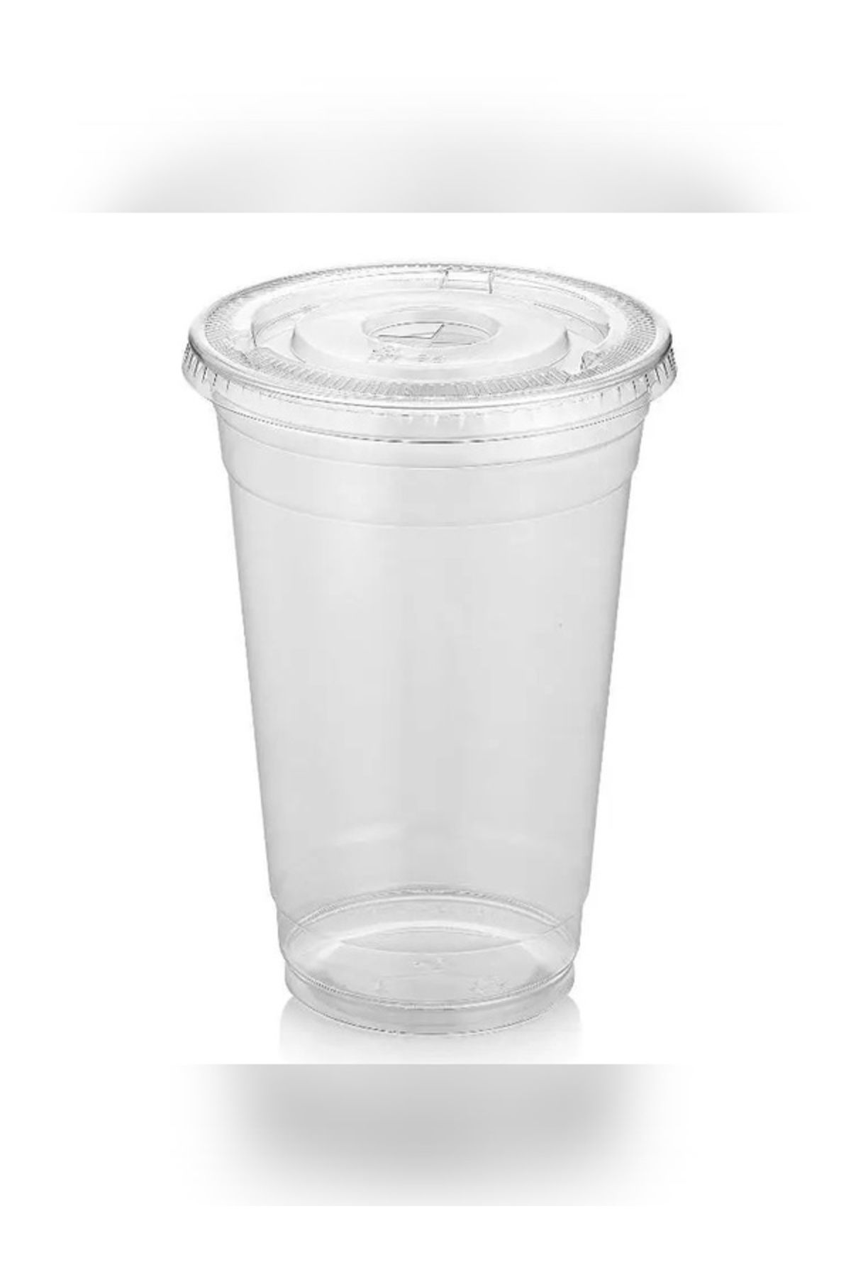 Ambalaj Evi Plastik Pet Limonata Milkshake Bardağı 350 Cc Kapakli Düz Delikli Kapak 50li