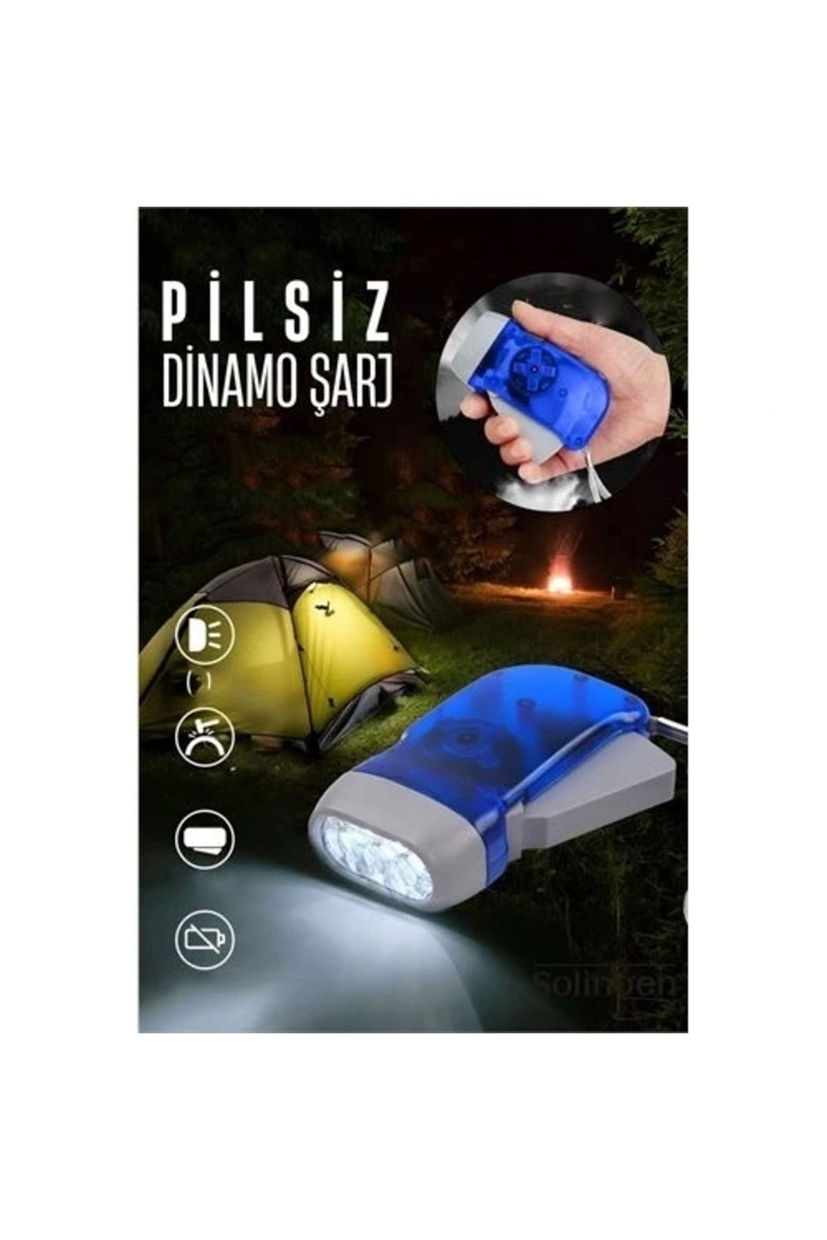 shopwave Kendinden Dinamo Şarjlı Pilsiz Acil Durum El Feneri Manuel Şarjlı El Feneri