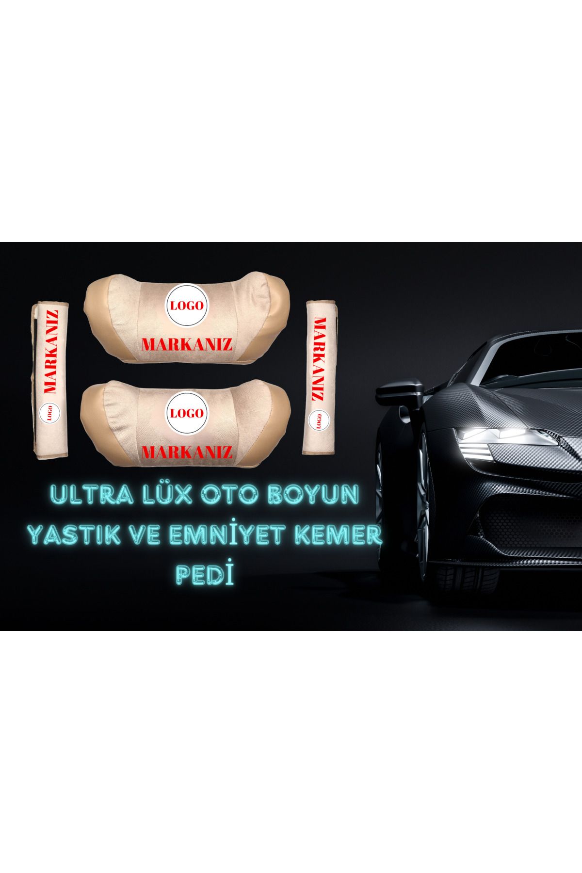 teknotrust Bej Renkli Özel Seri Boyun Yastığı ve Kemer Ped Seti, Konfor ve Şıklık Sunar