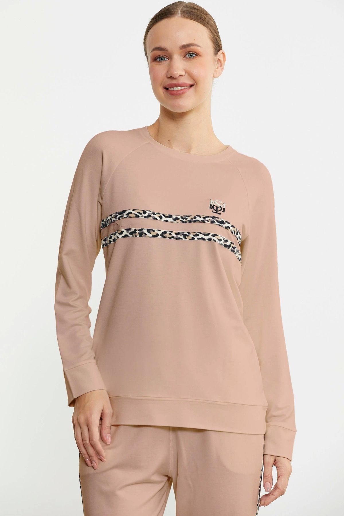 BEEMU Sementa 76446 Leopar Çizgili Jogger Pijama Takım