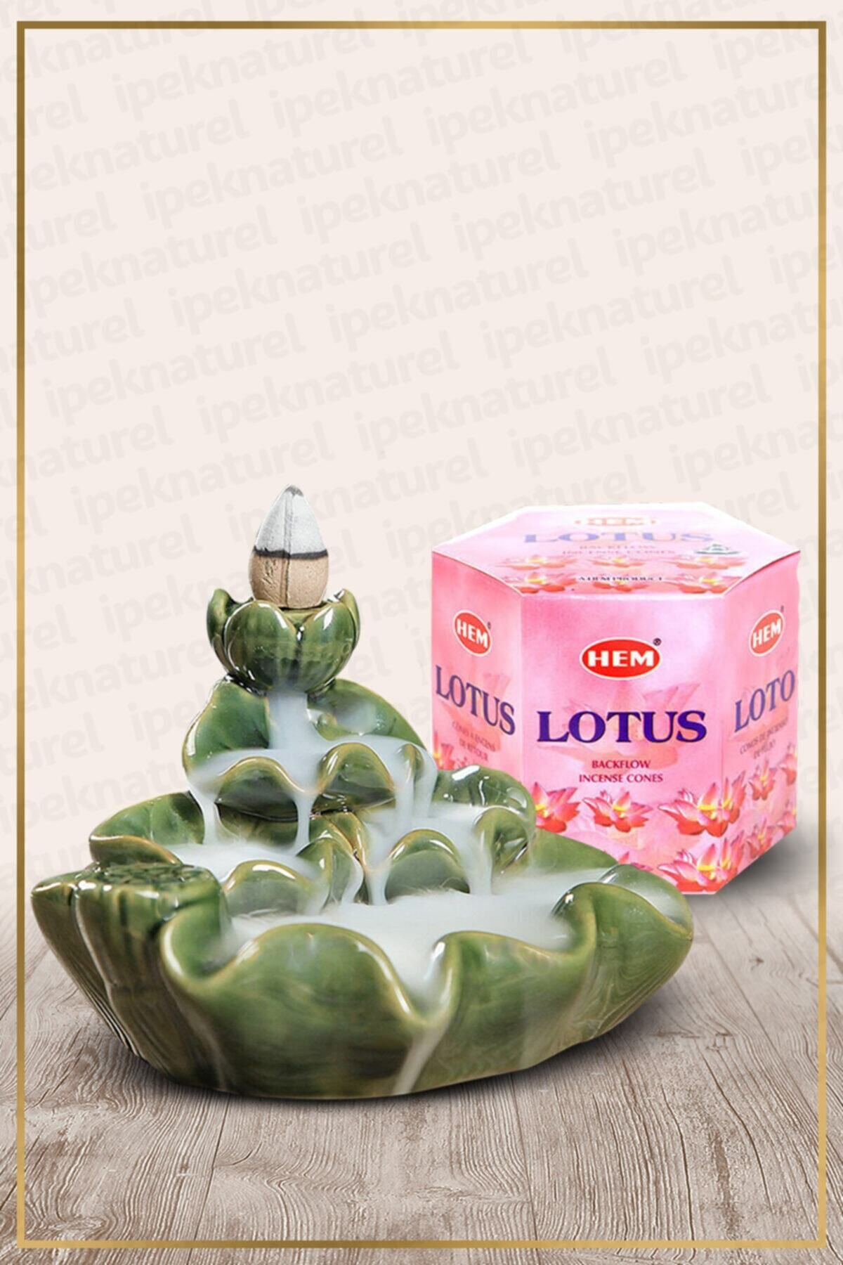 Elioure Geri Akış Şelale Tütsülük ve Lotus Konik Tütsü 40 Adet siyah