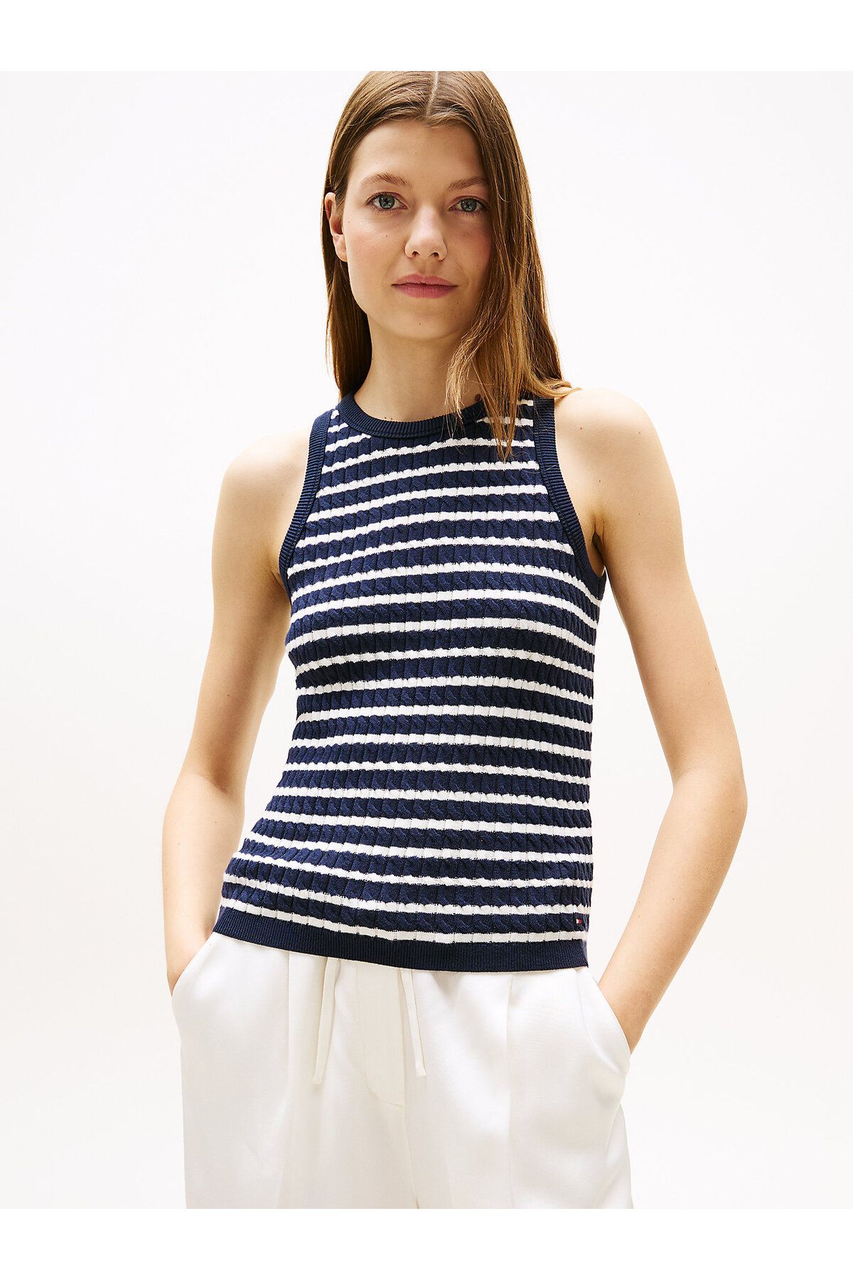 Tommy Hilfiger Cable Knit Sleeveless Slim Jumper