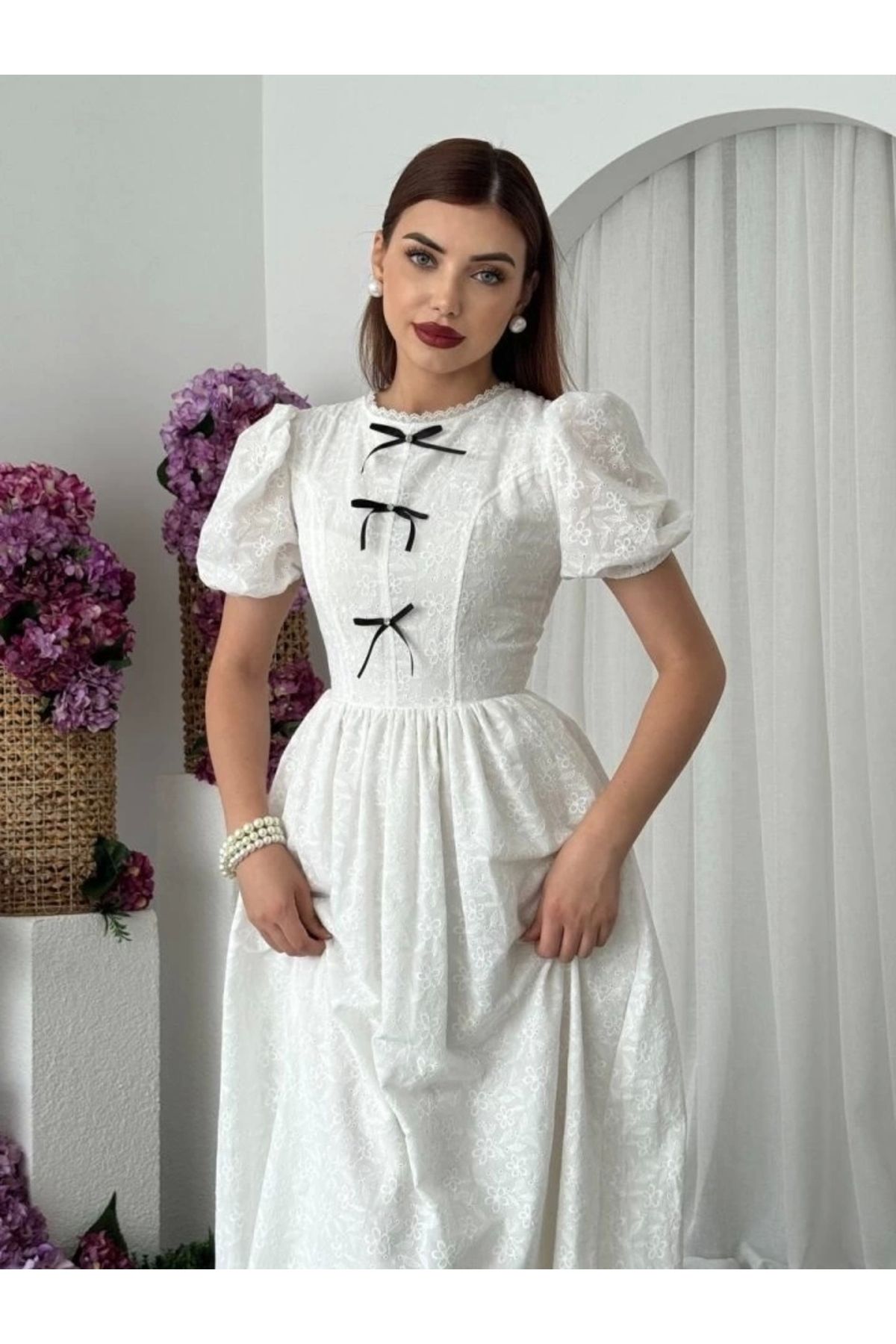 Butik Gera Fiyonk Detaylı Elbise