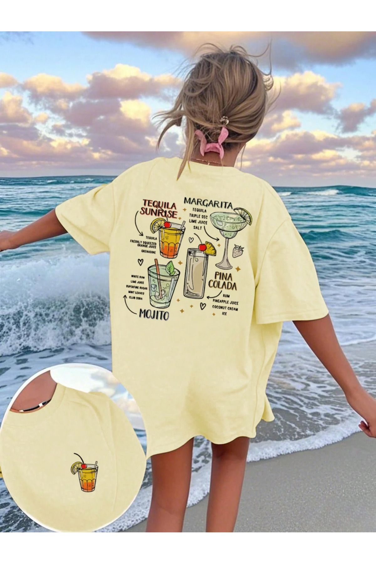 New Shine Unisex Oversize Margarita Sırt Baskılı T-shirt