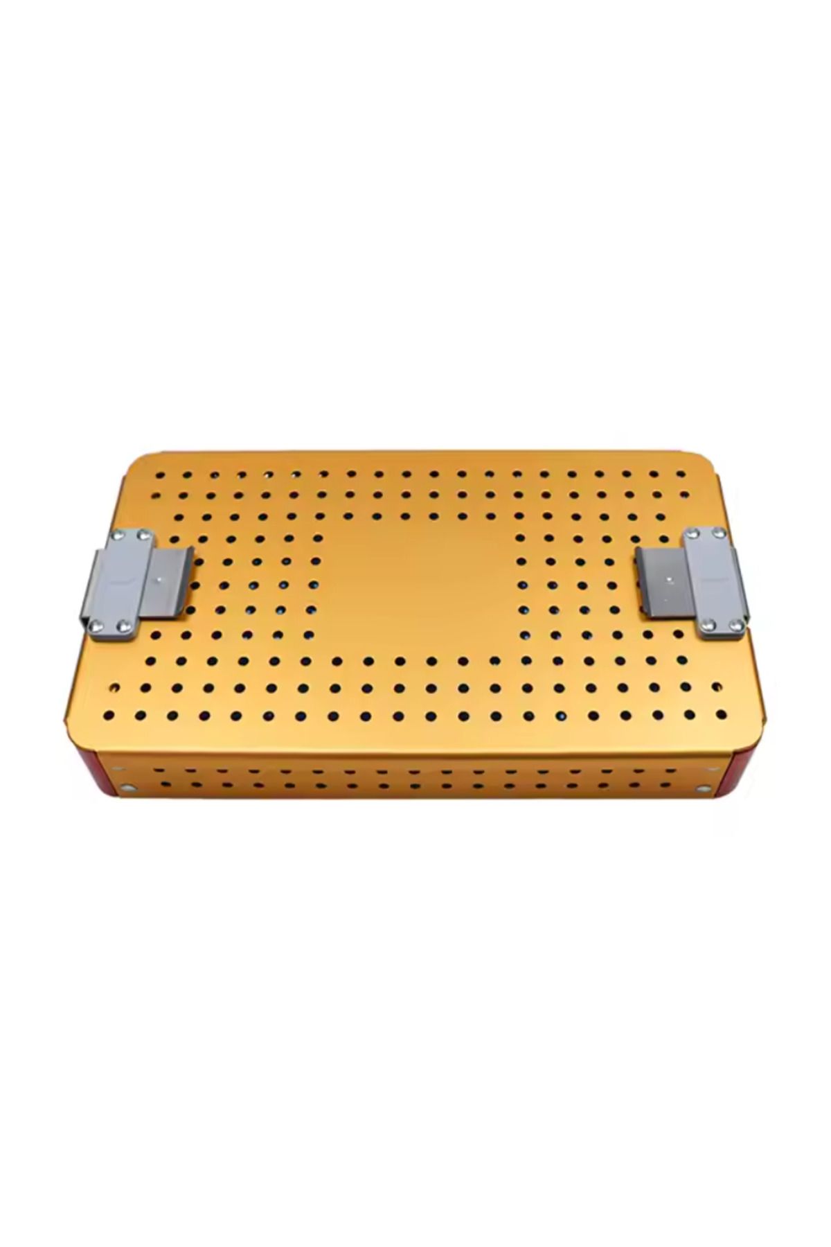 barishan medikal Barışhan Medikal Çift Kat Altın Alüminyum Sterilizasyon Konteyner 26.4x15.3x4.2 cm Cerrahi Alet Taşı