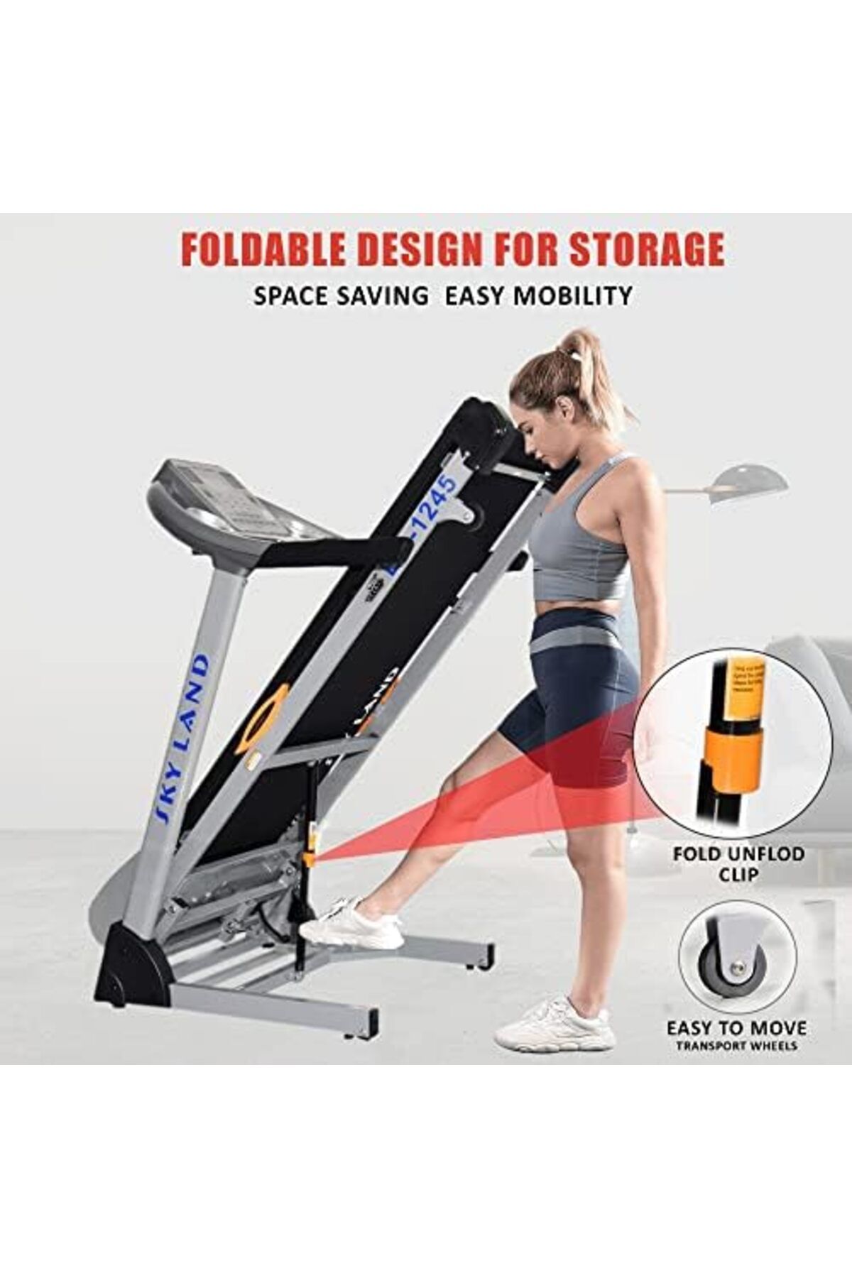 Skyland-Electric Treadmill with Folding Capability, Automatic Incline Feature, Bluetooth Speakers, Hi-Fi Sou 8