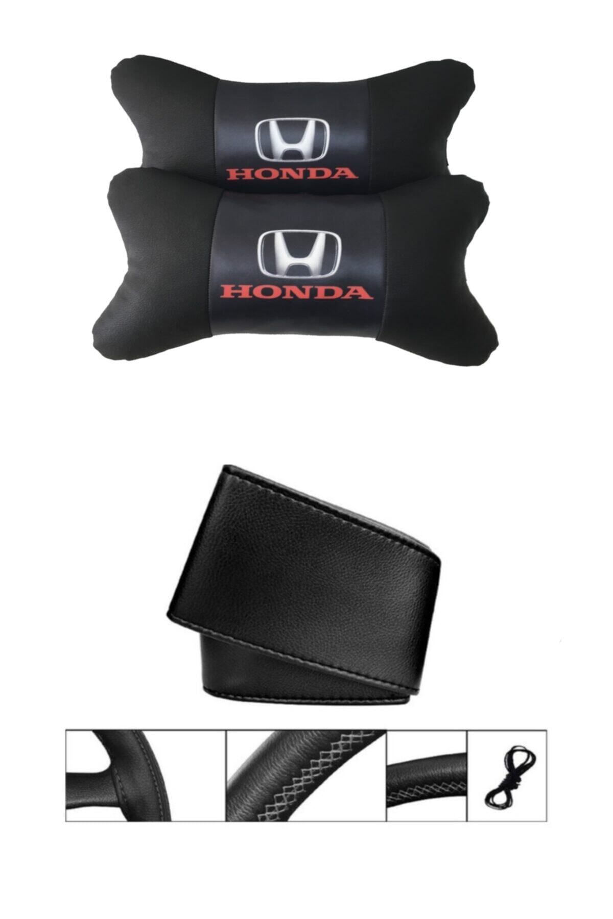 teknotrust Honda Jazz için 5D dikmeli direksiyon kılıfı ve ortopedik boyun yastığı seti