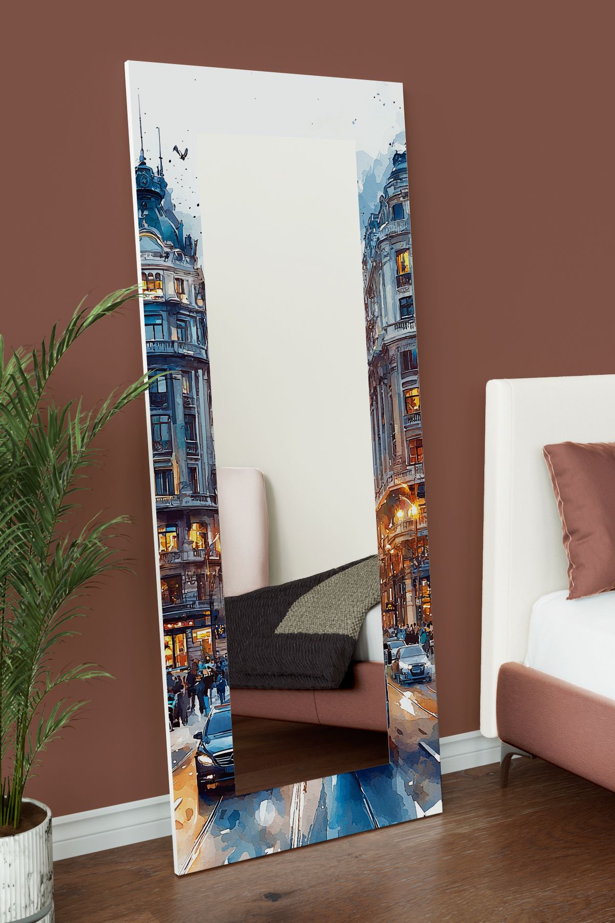 hediye kapında City Lights Baskılı Dekoratif Boy Aynası 150x60 CM