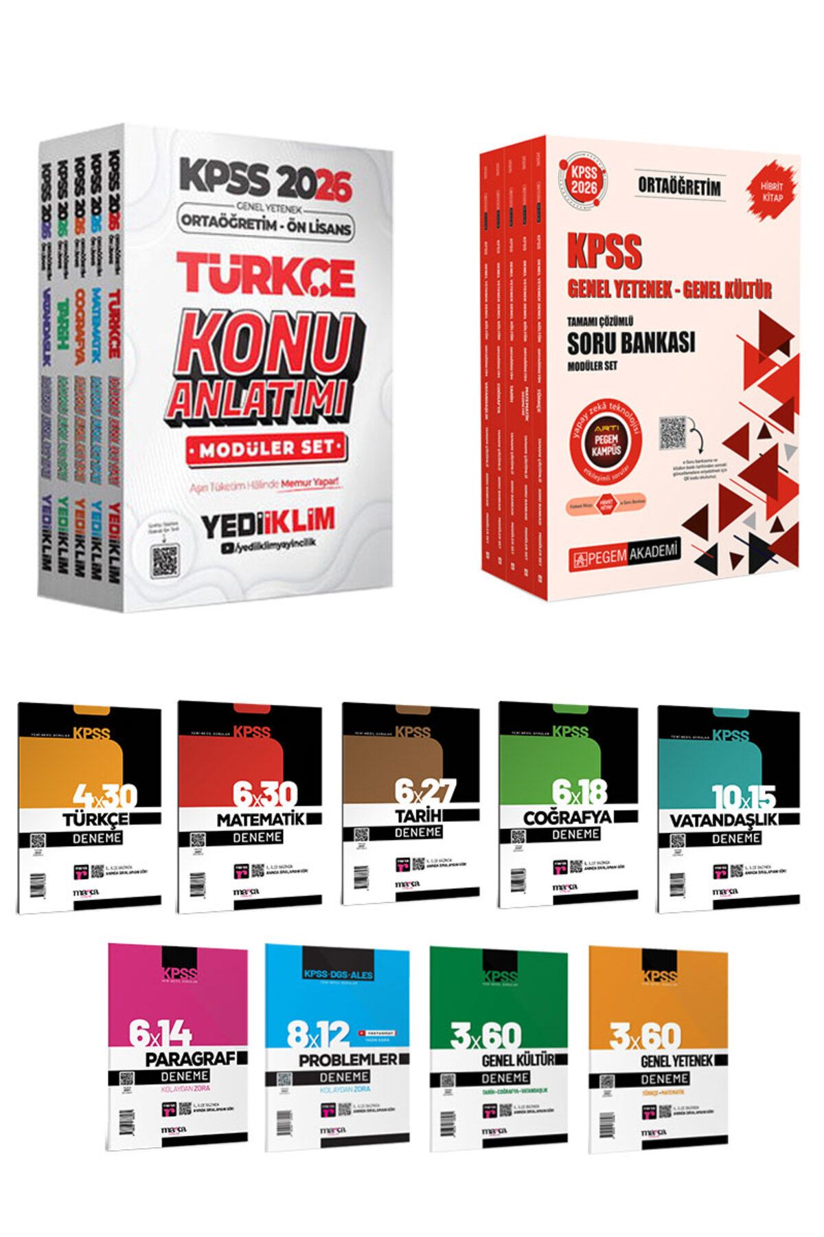Pegem Akademi Yayıncılık 2026 KPSS Ortaöğretim Önlisans GYGK Pegem Soru Bankası Yediiklim Konu Modüler Set