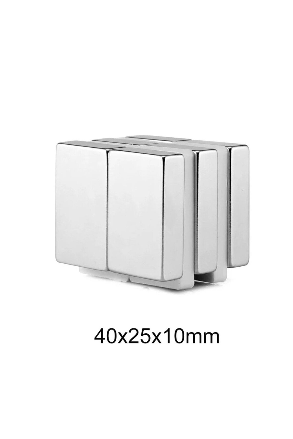 Elioure Köşeli Güçlü Neodyum Mıknatıslar 40x25x10 mm, 2 adet, parlak gümüş renkli