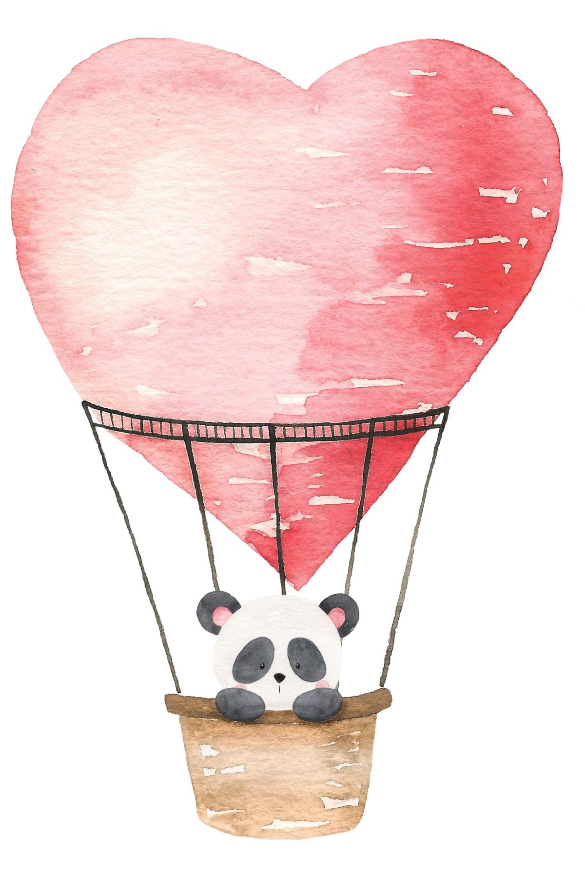 Reysa Tasarım Balon Sepetinde Panda Duvar Stickerı