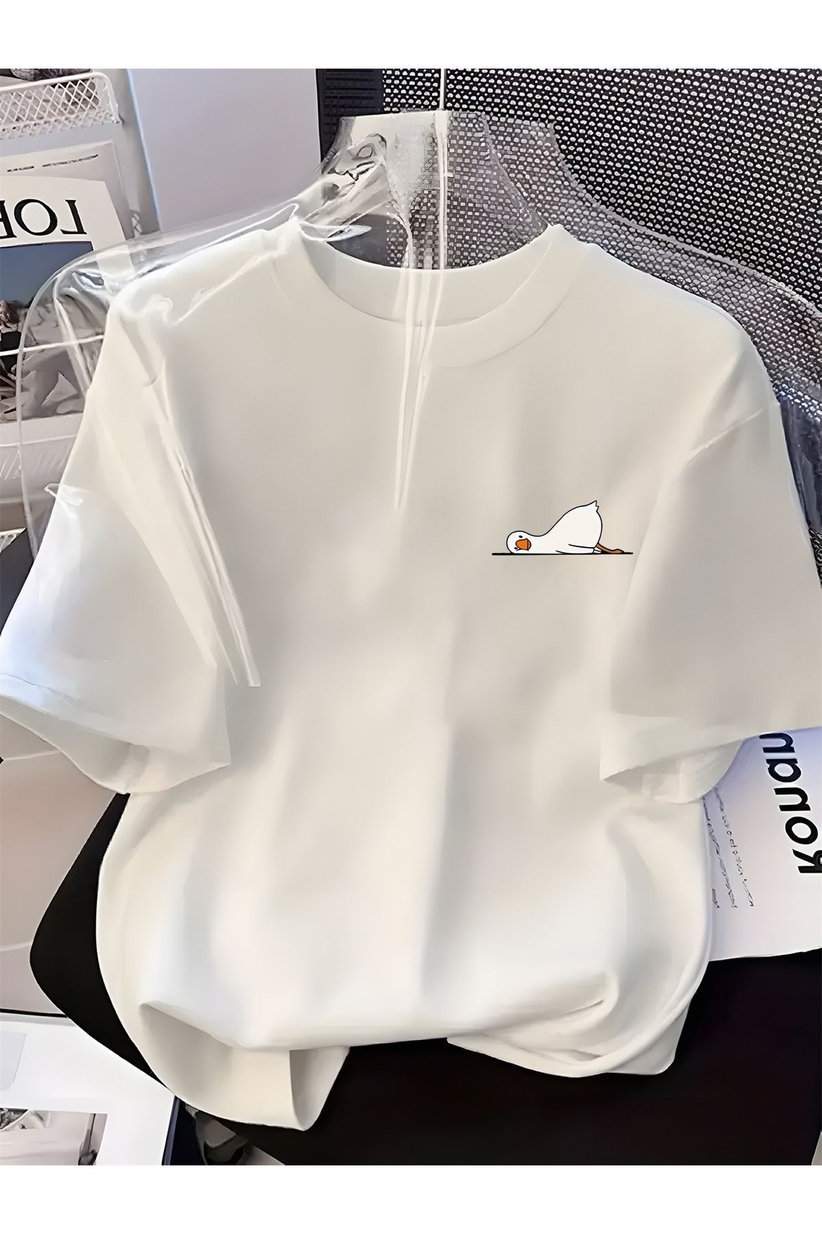 Jakinta Outdoors Baskılı Oversize Bisiklet Yaka Tişört – Pamuk Penye 2 İplik | Unisex & Günlük Rahat