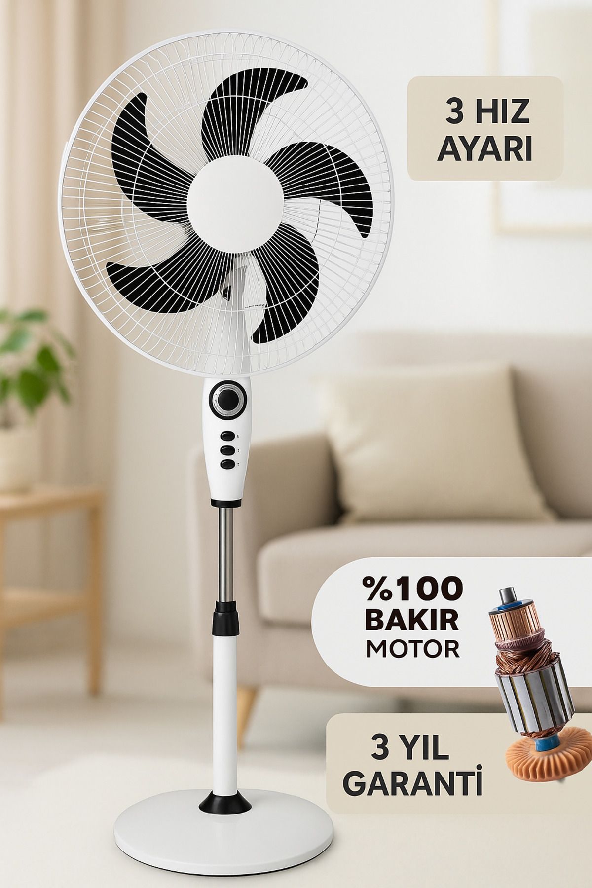 by forever Beyaz Vantilatör Bakır Motor MS1818 Master energy