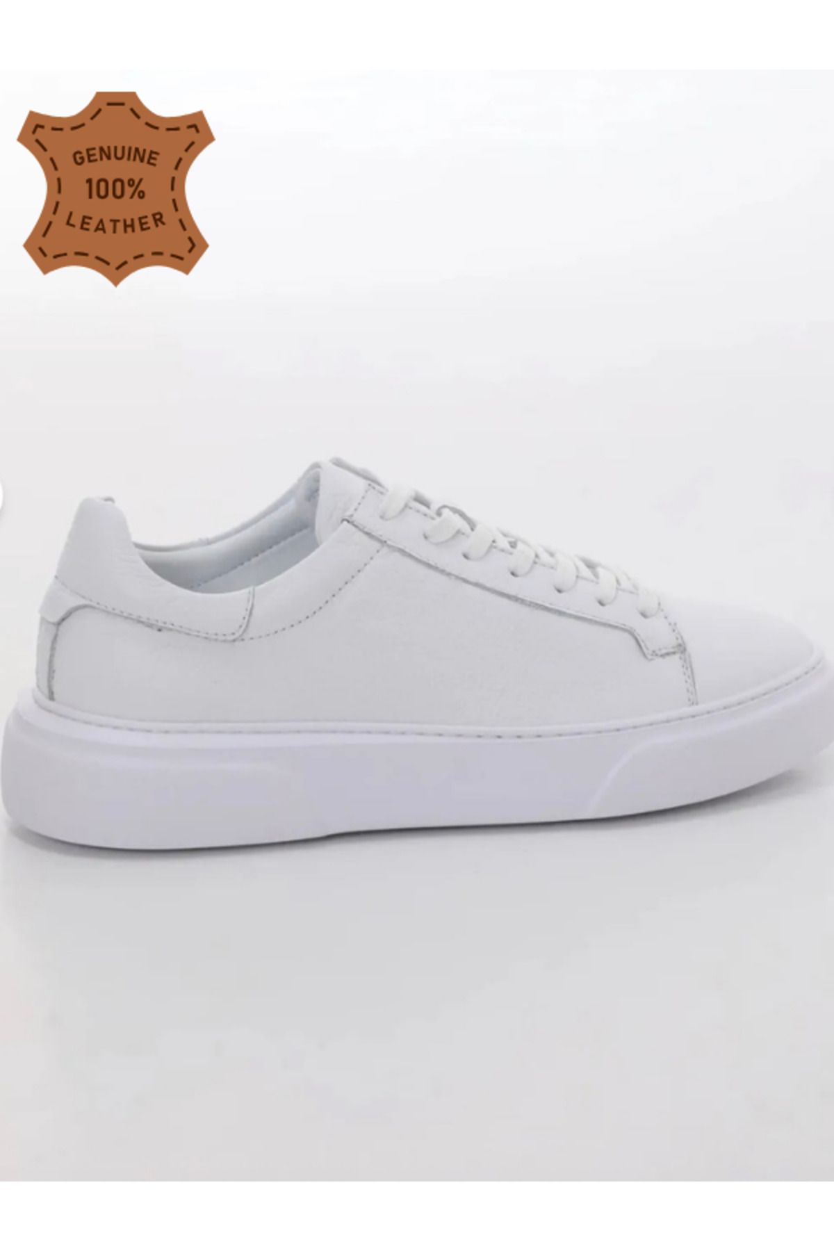 MODA Erkek Beyaz Sneaker Spor Ayakkabı Hakiki Deri