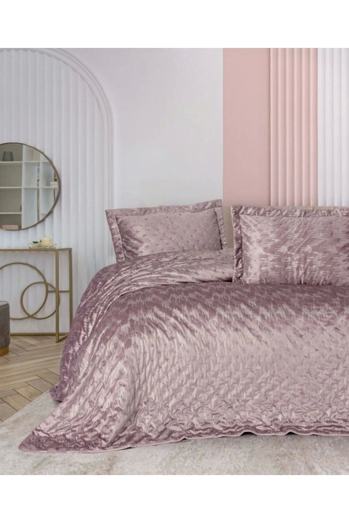 Vemora Cotton Box Smart Çift Kişilik Yatak Örtüsü Luz Pudra