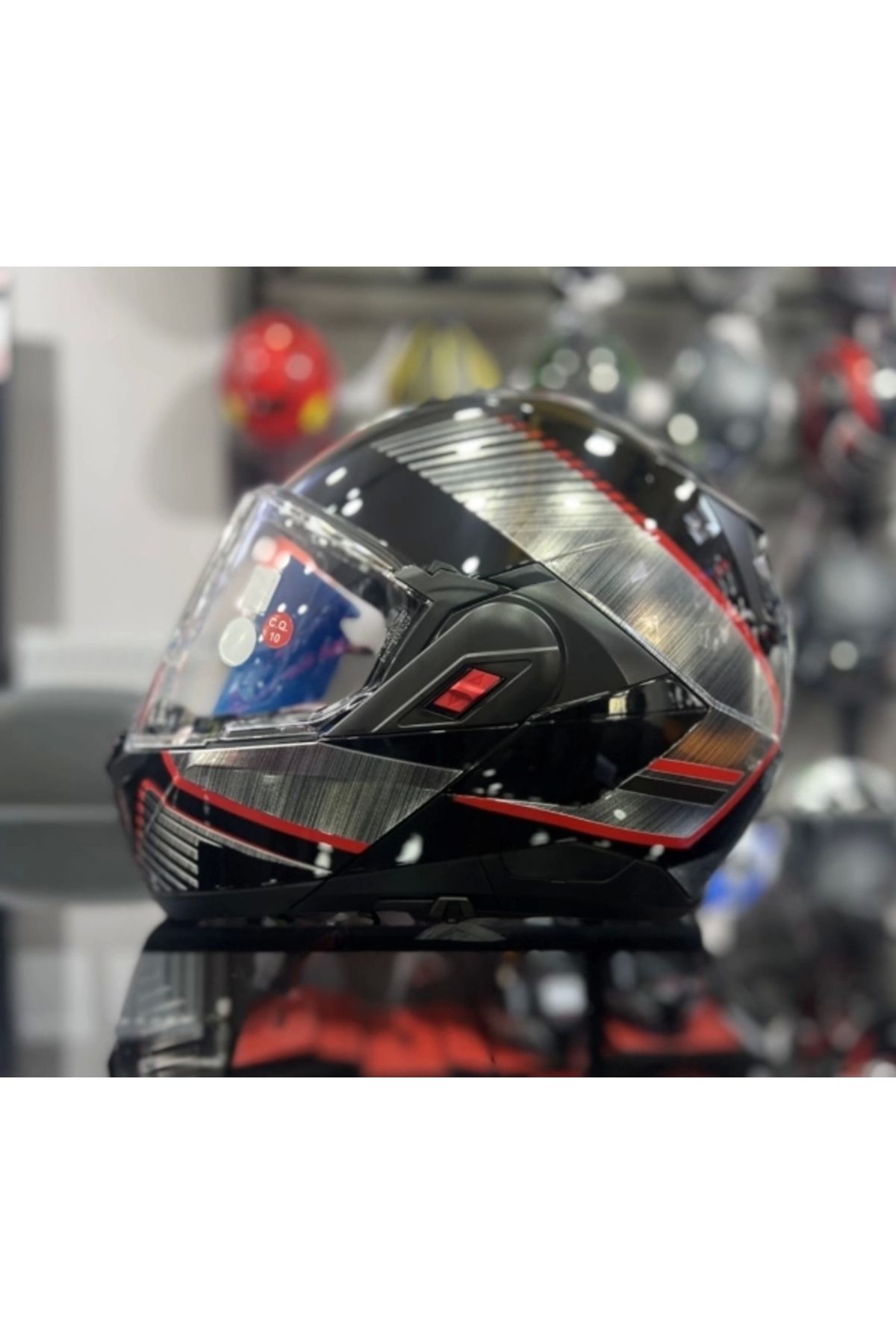 Shark Kask Shark Oxo Sıkter Çene Açılır Gümüş/Siyah/Kırmızı