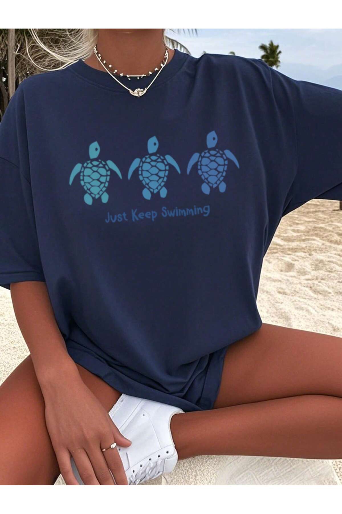 DAXİS Sportwear Company KADIN Kaplumbağa Baskılı Tişört görsel 4