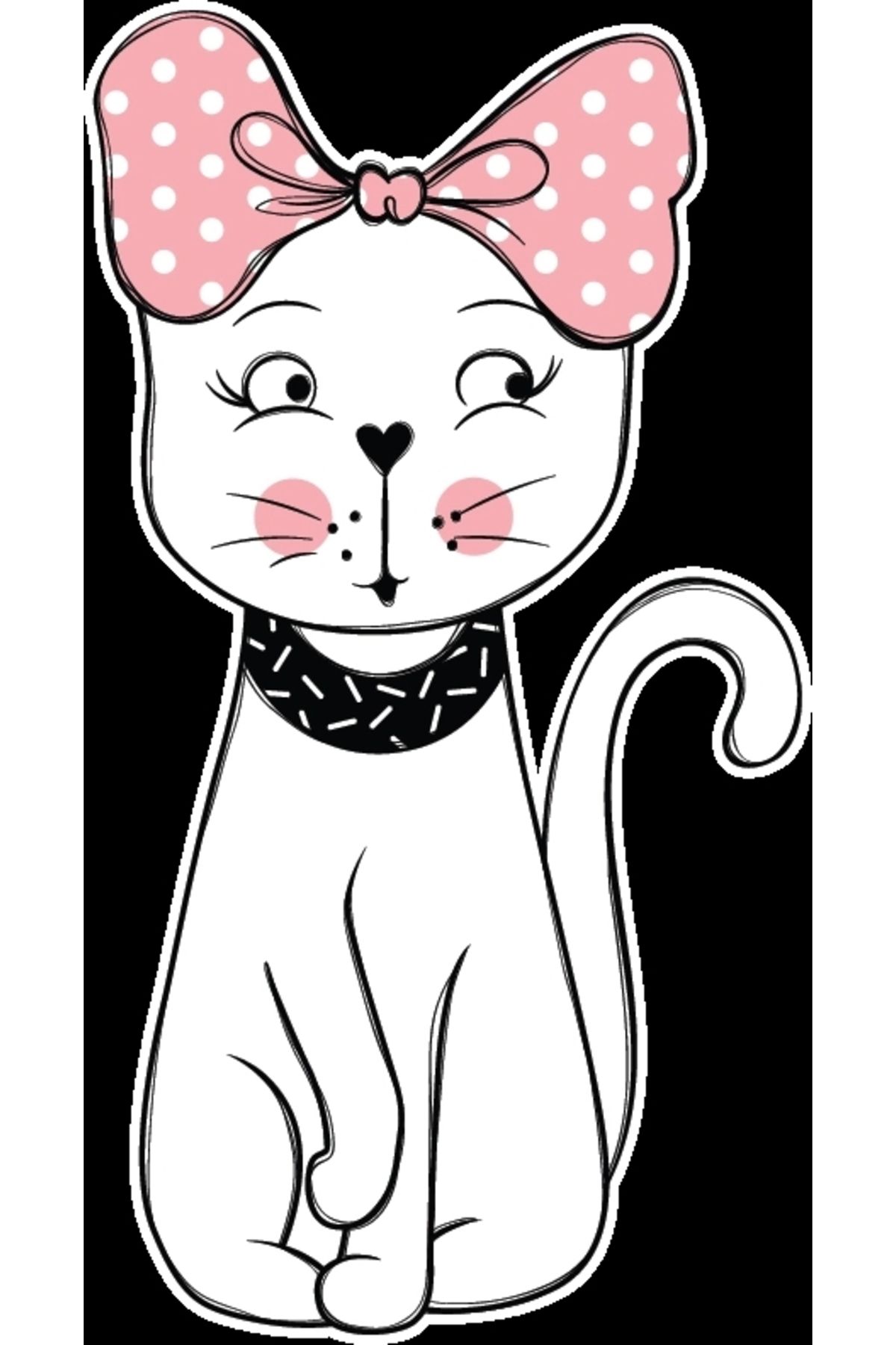 Reysa Tasarım Fiyonklu Beyaz Kedi Duvar Stickerı